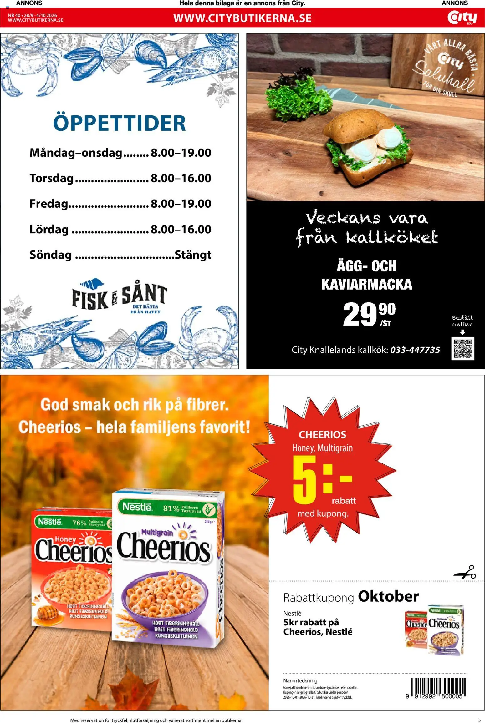 ICA Kvantum reklamblad aktuell från 28/09/2026 | Sida: 5 | Produkter: Fisk, Ägg