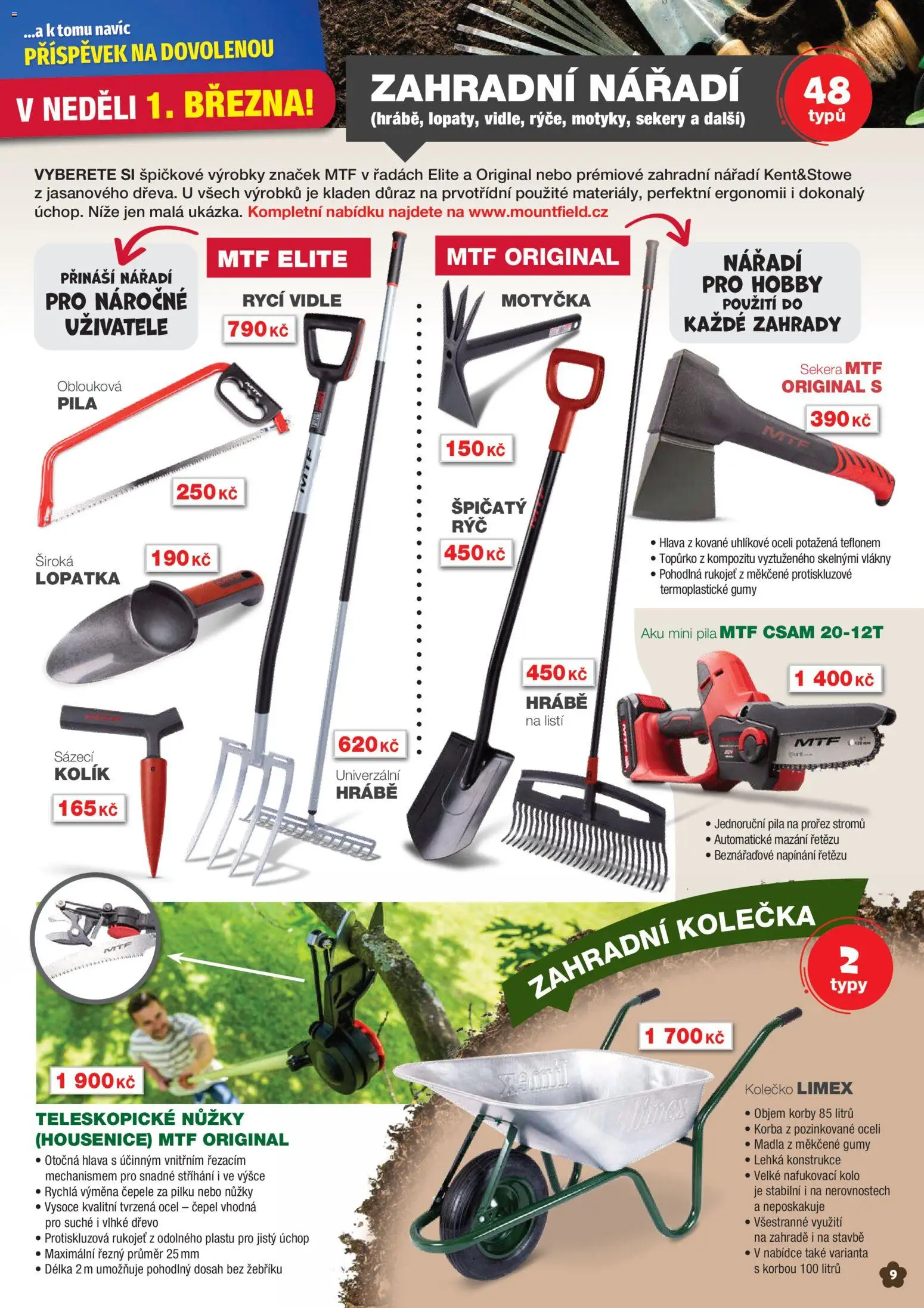 Mountfield leták od 01.03.2026 | Strana: 9 | Produkty: Sekera, Nůžky, Nářadí, Lopatka