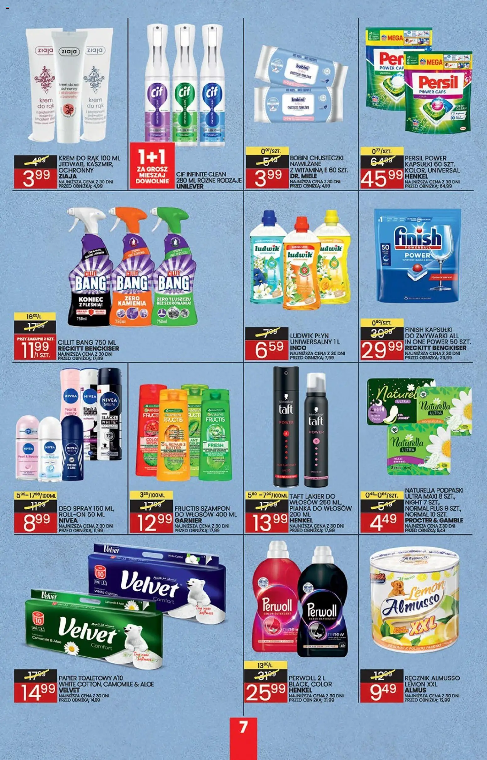 Wafelek gazetka od 19.10.2026 | Strona: 7 | Produkty: Papier toaletowy, Podpaski, Detergent, Sól