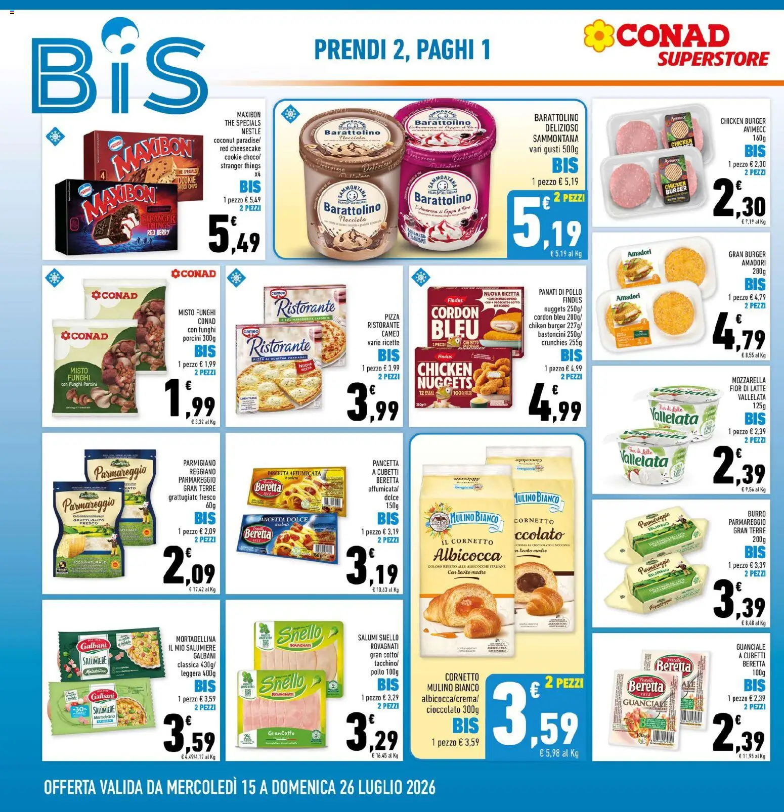 Volantino Conad del 15/07/2026 | Pagina: 2 | Prodotti: Pizza, Nuggets, Funghi, Nocciole