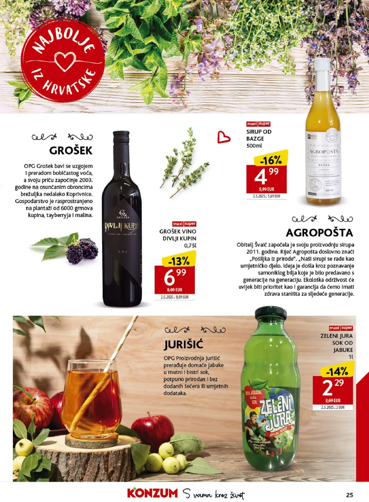 Konzum katalog | vrijedi od 20.05.2026 | Stranica: 25 | Proizvodi: Sok, Vino, Sirup, Bazga