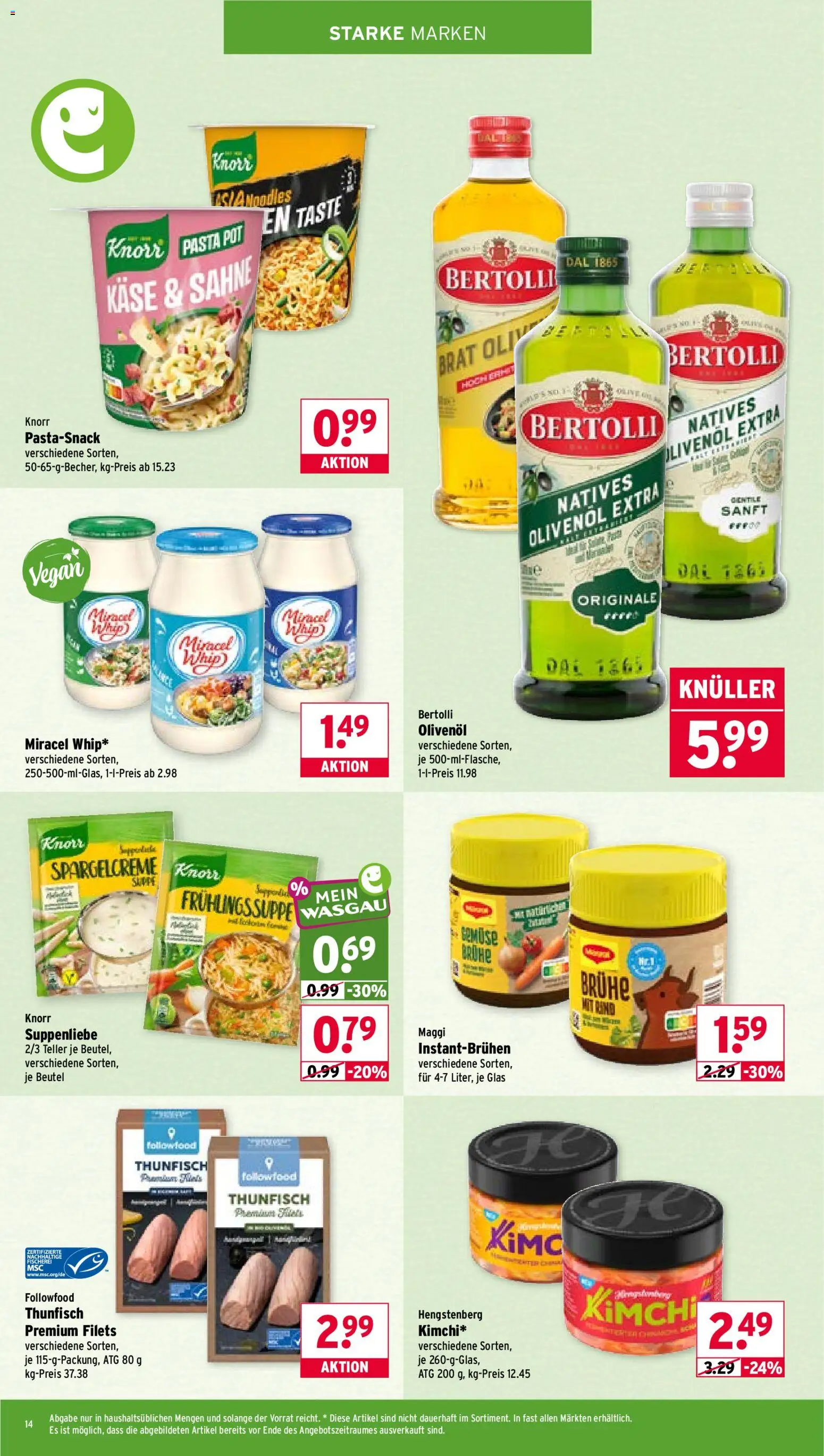 Wasgau Prospekt – gültig ab 26.05.2026 | Seite: 14 | Produkte: Maggi, Käse, Olivenol, Knorr