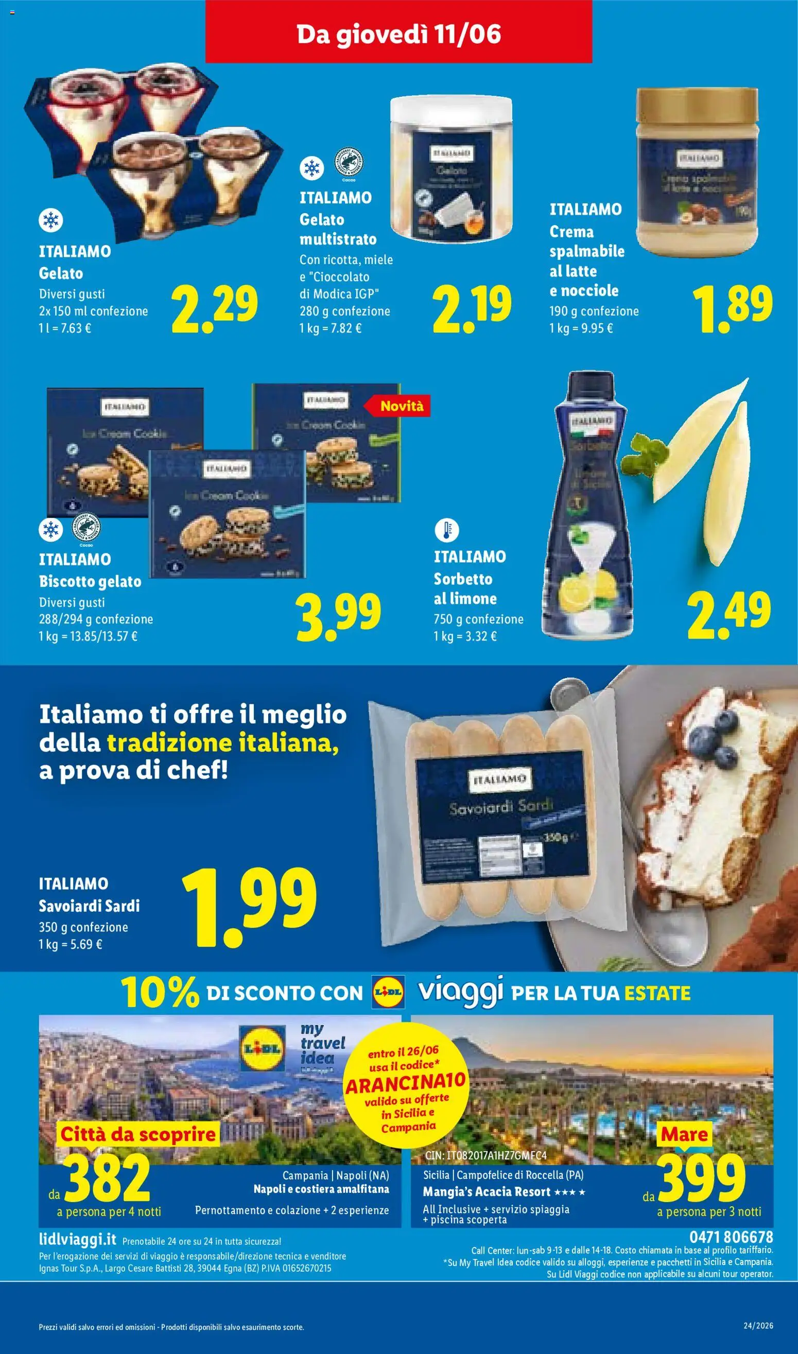 Volantino Lidl del 11.06.2026 | Pagina: 17 | Prodotti: Sorbetto, Limone, Cacao, Savoiardi