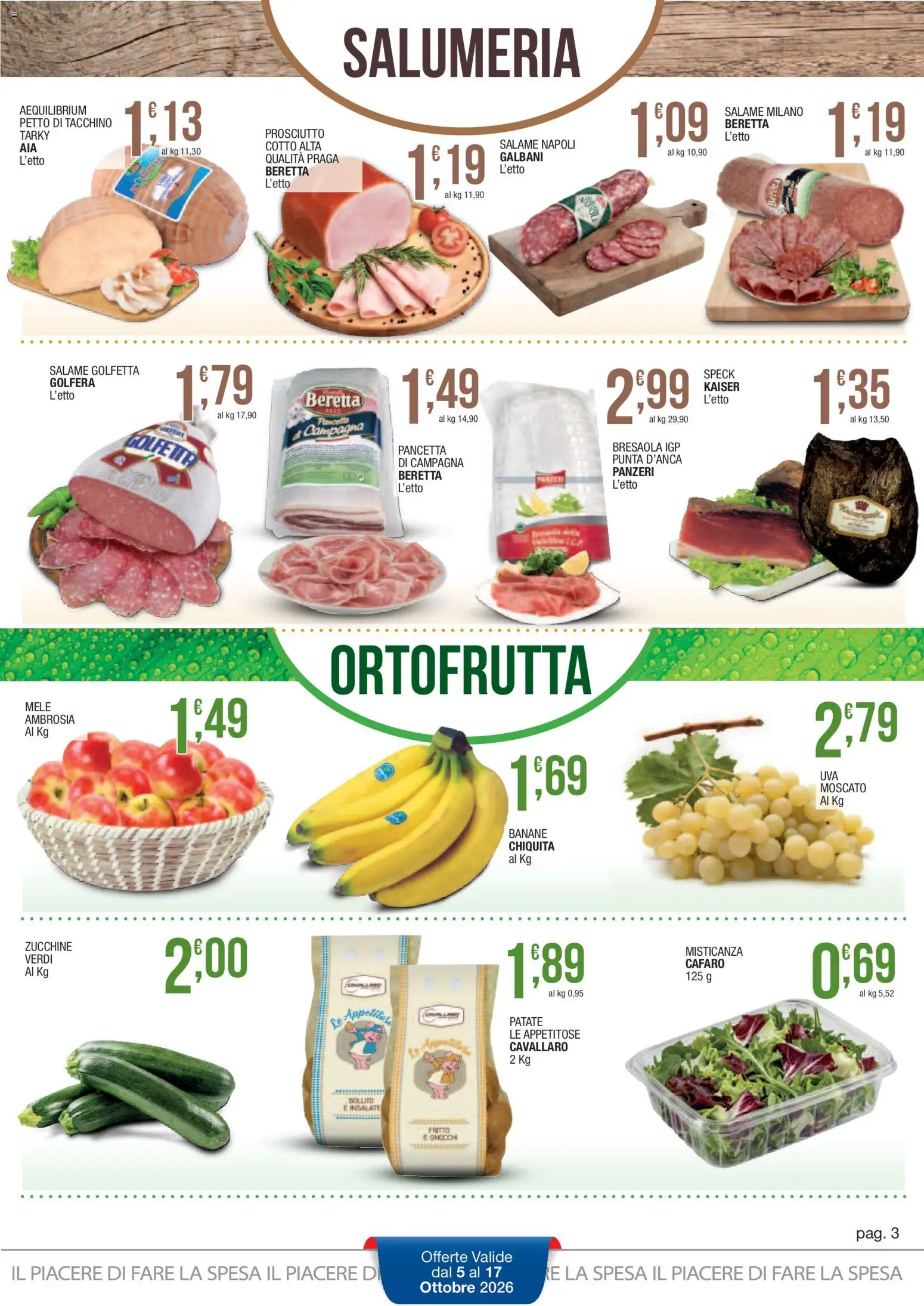 Volantino Sidis del 05/10/2026 | Pagina: 3 | Prodotti: Speck, Prosciutto Cotto, Pancetta, Kaiser