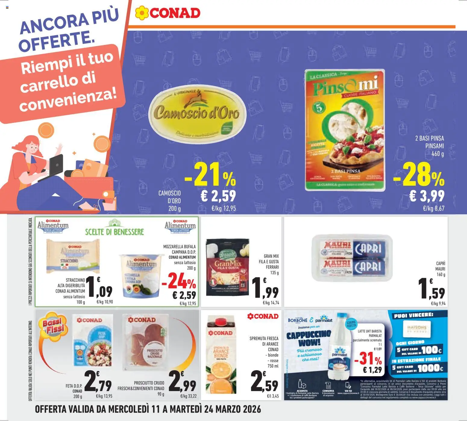Volantino Conad del 11.03.2026 | Pagina: 28 | Prodotti: Caffè, Arance, Feta, Bottiglia