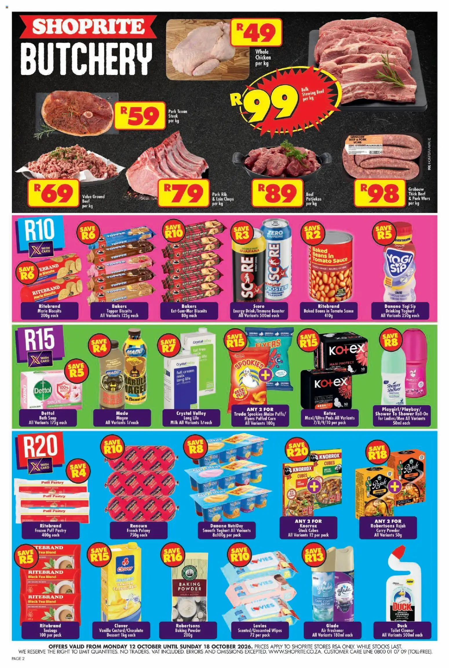 New Shoprite catalogue – valid from 12/10/2026 | Page: 2 | Products: Puff pastry, Beans, Shower, Pastry