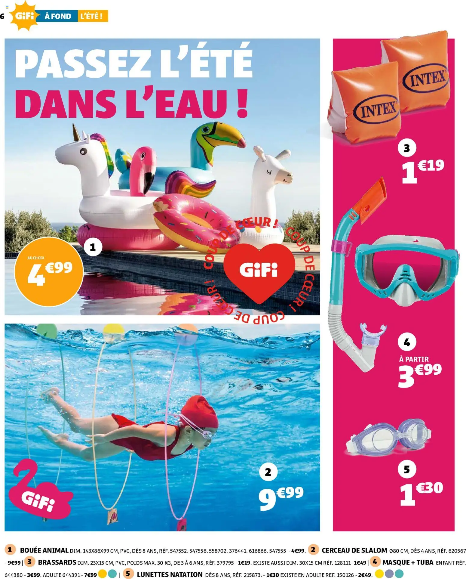 {H1} | Page: 6 | Produits: Tuba, Bouée, Masque, Lunettes