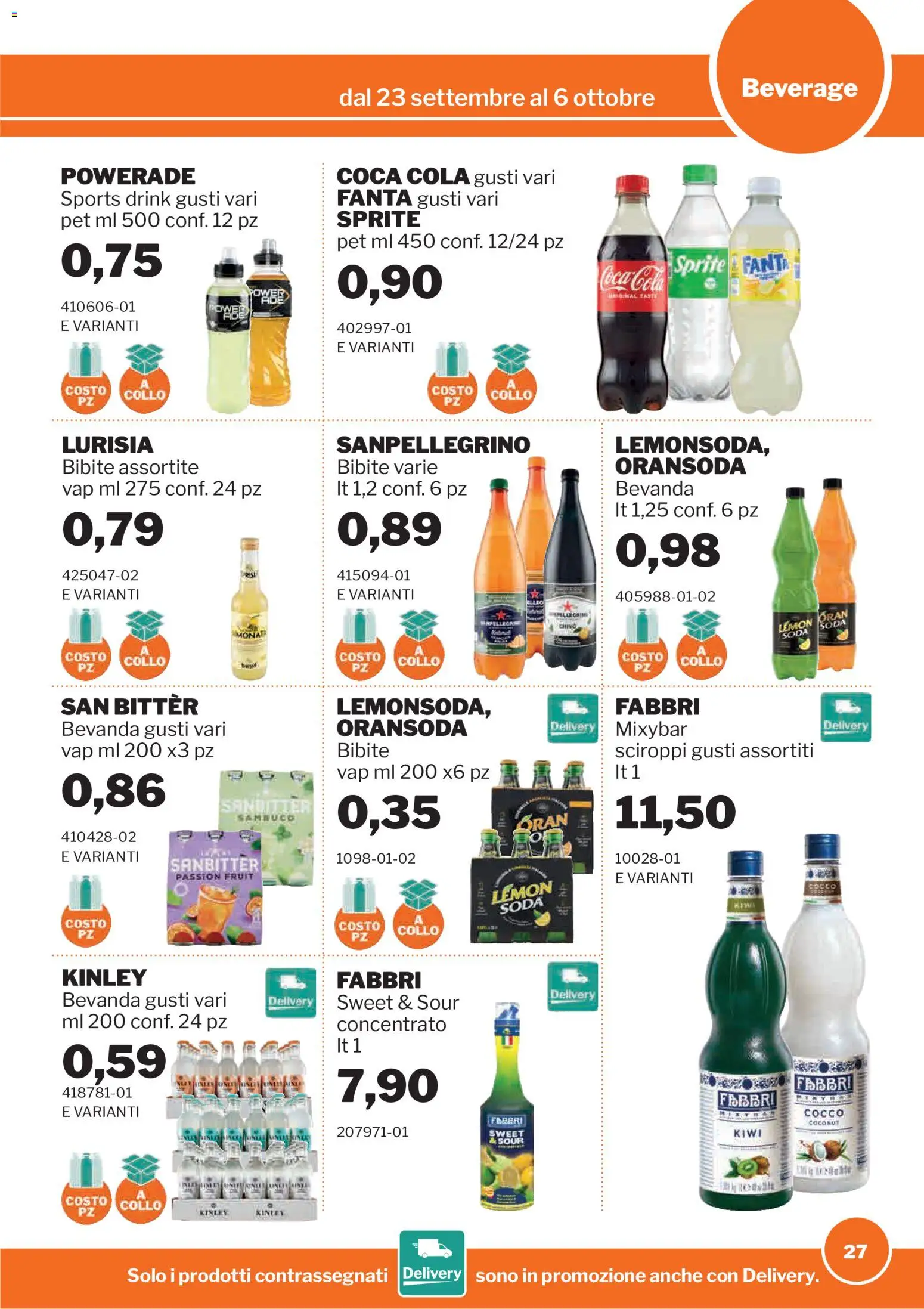 Volantino Sogegross del 23/09/2026 | Pagina: 27 | Prodotti: Kiwi, Bibite, Cocco, Collo