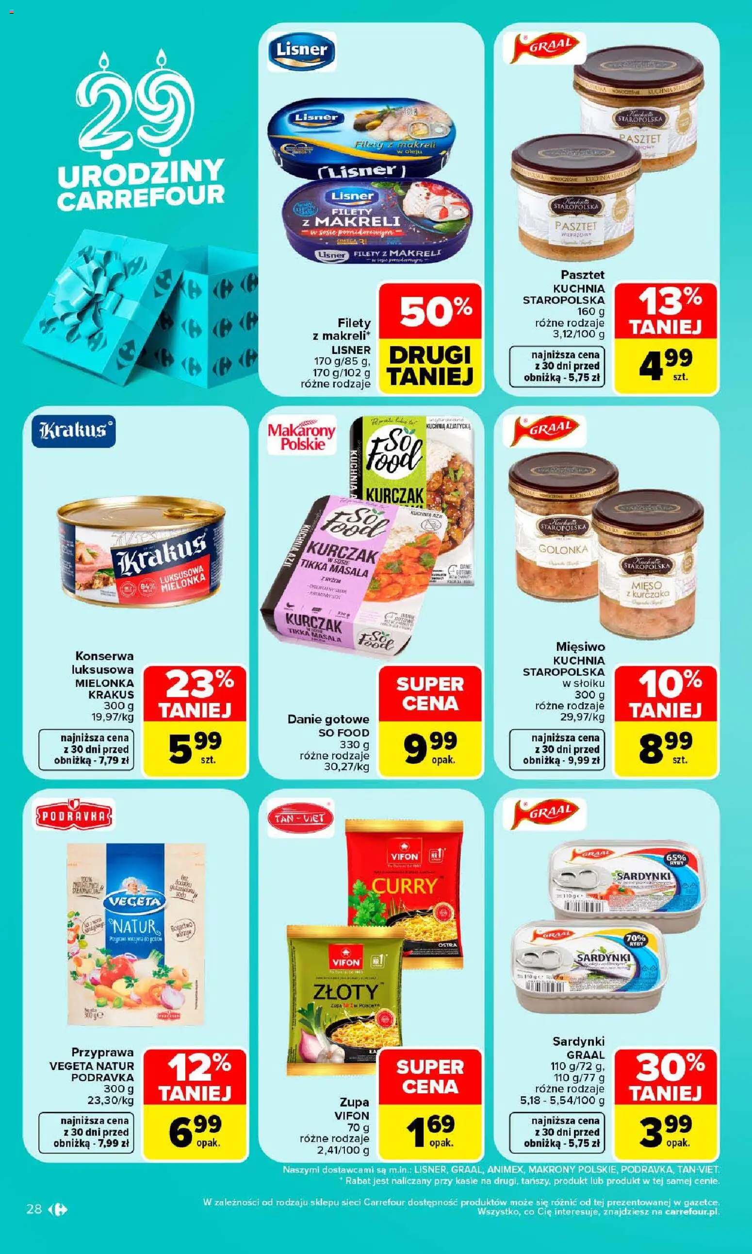 Carrefour gazetka od 19.10.2026 | Strona: 28 | Produkty: Kurczak tikka masala, Tikka masala, Pasztet, Vifon