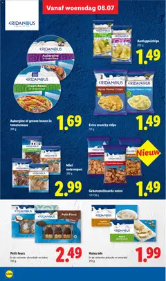 Aubergine of groene bonen in tomatensaus, Aubergine in Tomato Sauce - Voorbeeld van een folder van Lidl, geldig van 06-07-2026 | Pagina: 25 | Producten: Chocolade, Chips, Noten, Antipasti