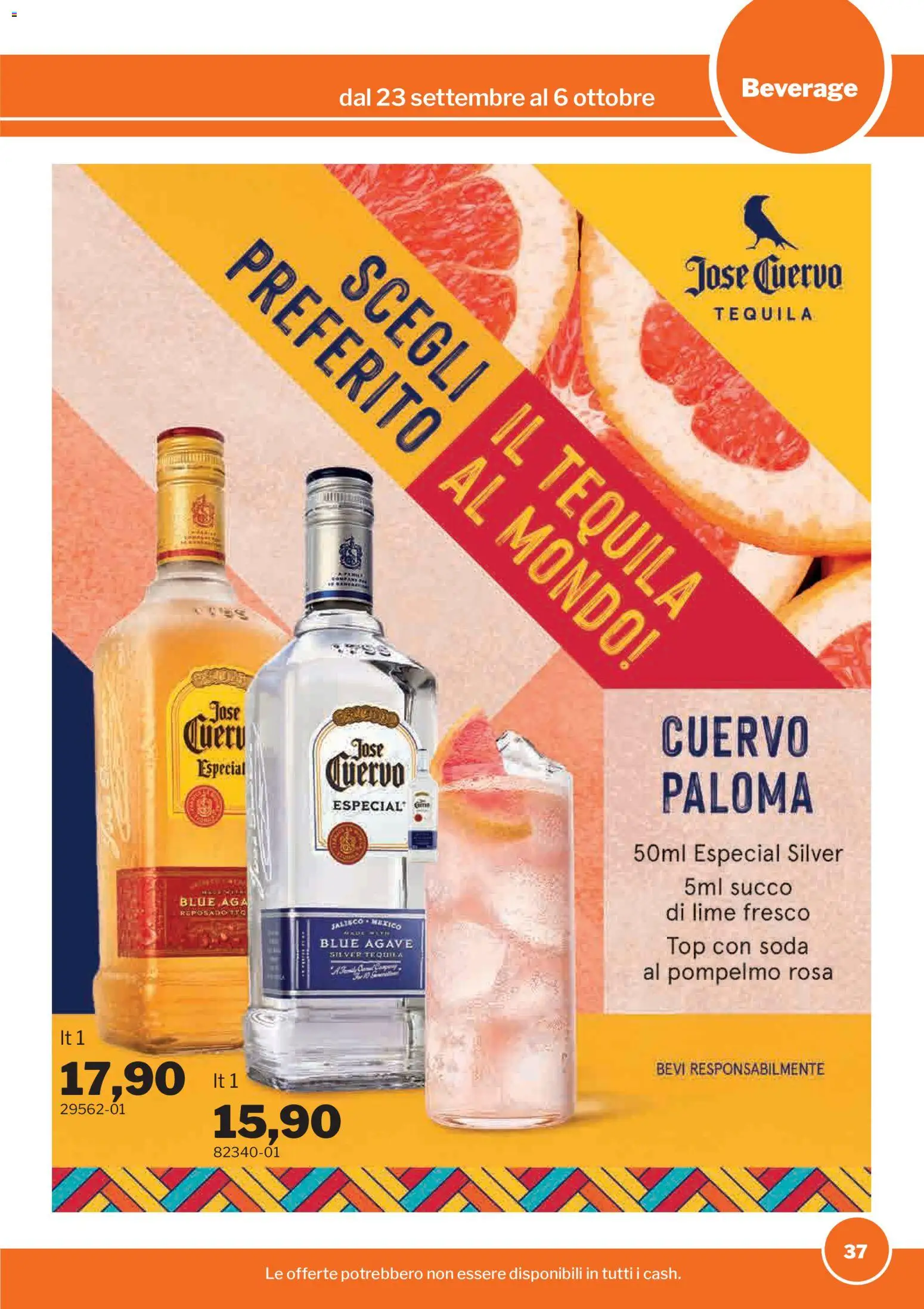 Volantino Sogegross del 23/09/2026 | Pagina: 37 | Prodotti: Succo, Top, Lime, Tequila