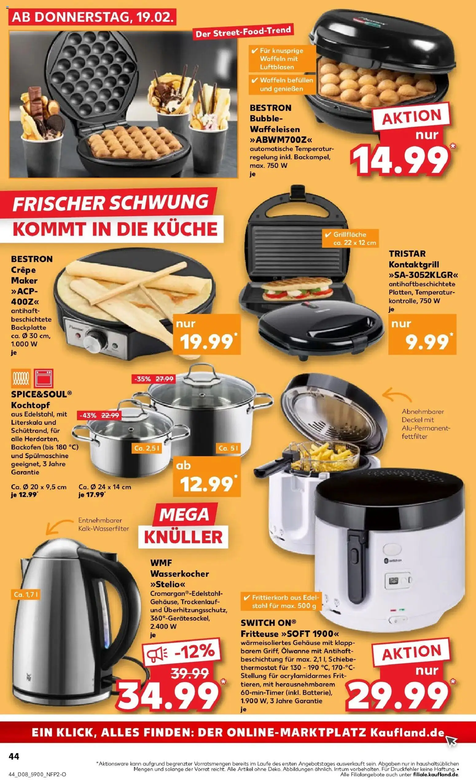 Kaufland prospekt Dresden	 – gültig ab 22.02.2026 | Seite: 44 | Produkte: Wasserkocher, Küche, Backofen, Waffeleisen