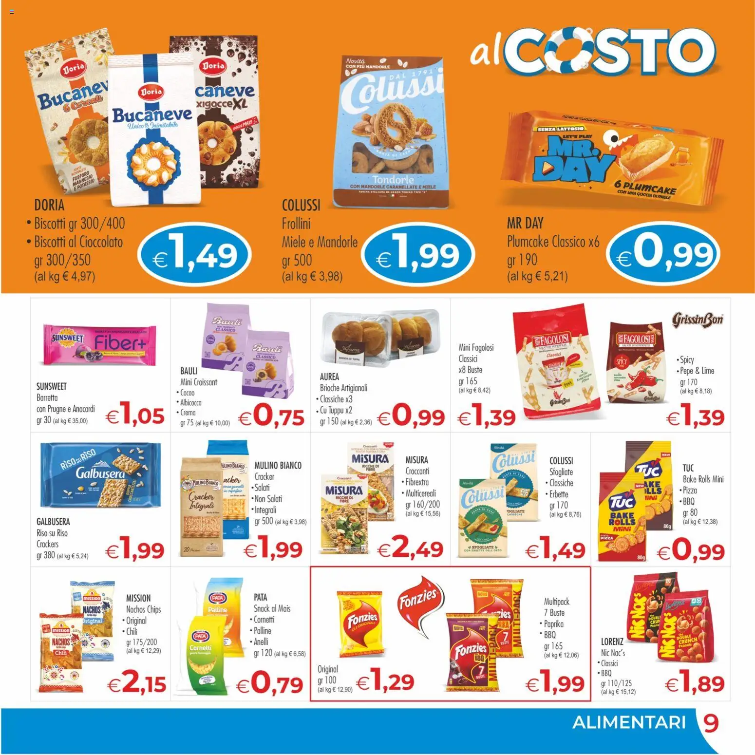 Volantino MerSi Supermercati del 29/07/2026 | Pagina: 9 | Prodotti: Anacardi, Mandorle, Crackers, Senza lattosio