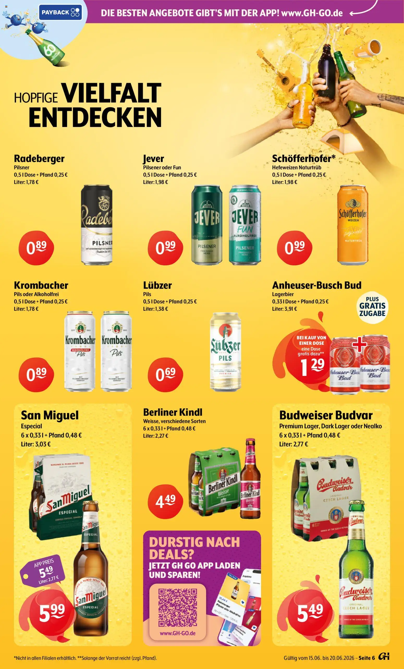 Getränke Hoffmann - Brandenburg – gültig ab 15.06.2026 | Seite: 6 | Produkte: Berliner, Jever, Krombacher, Budweiser