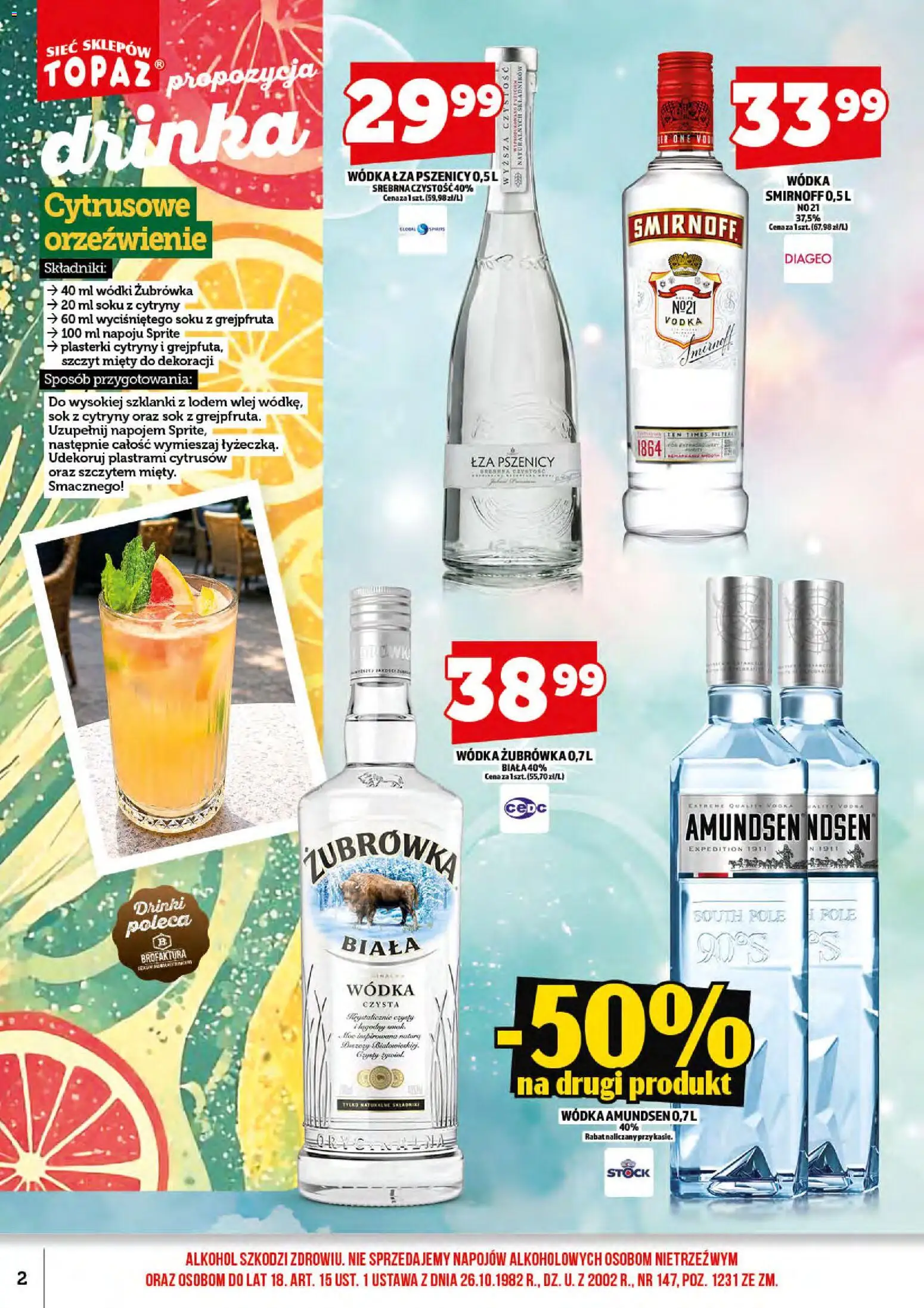 Topaz gazetka alkoholowa od 15.06.2026 | Strona: 4 | Produkty: Cytryny, Żubrówka, Sok, Alkohol