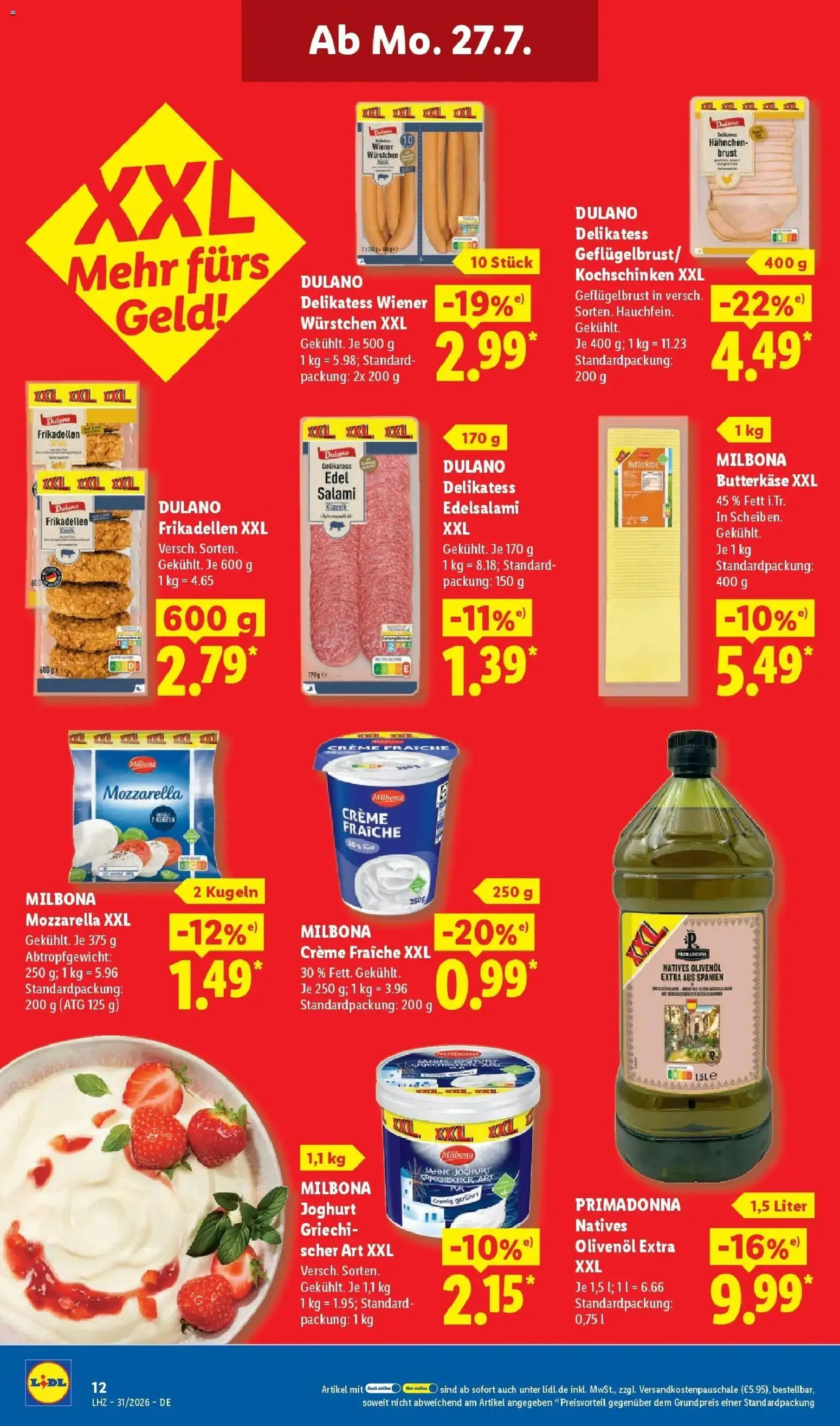 Lidl Prospekt Senftenberg – gültig ab 27.07.2026 | Seite: 22 | Produkte: Butter, Joghurt, Olivenol, Sahne
