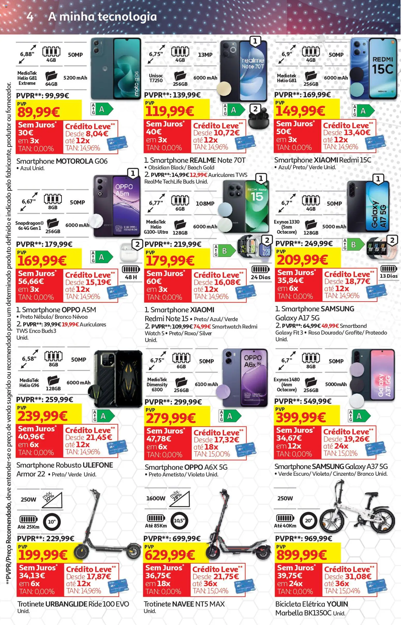 Auchan - Vida no Exterior │ válido de 06.05.2026 | Página: 33 | Produtos: Smartphone, Smartwatch, Bicicleta, Trotinete