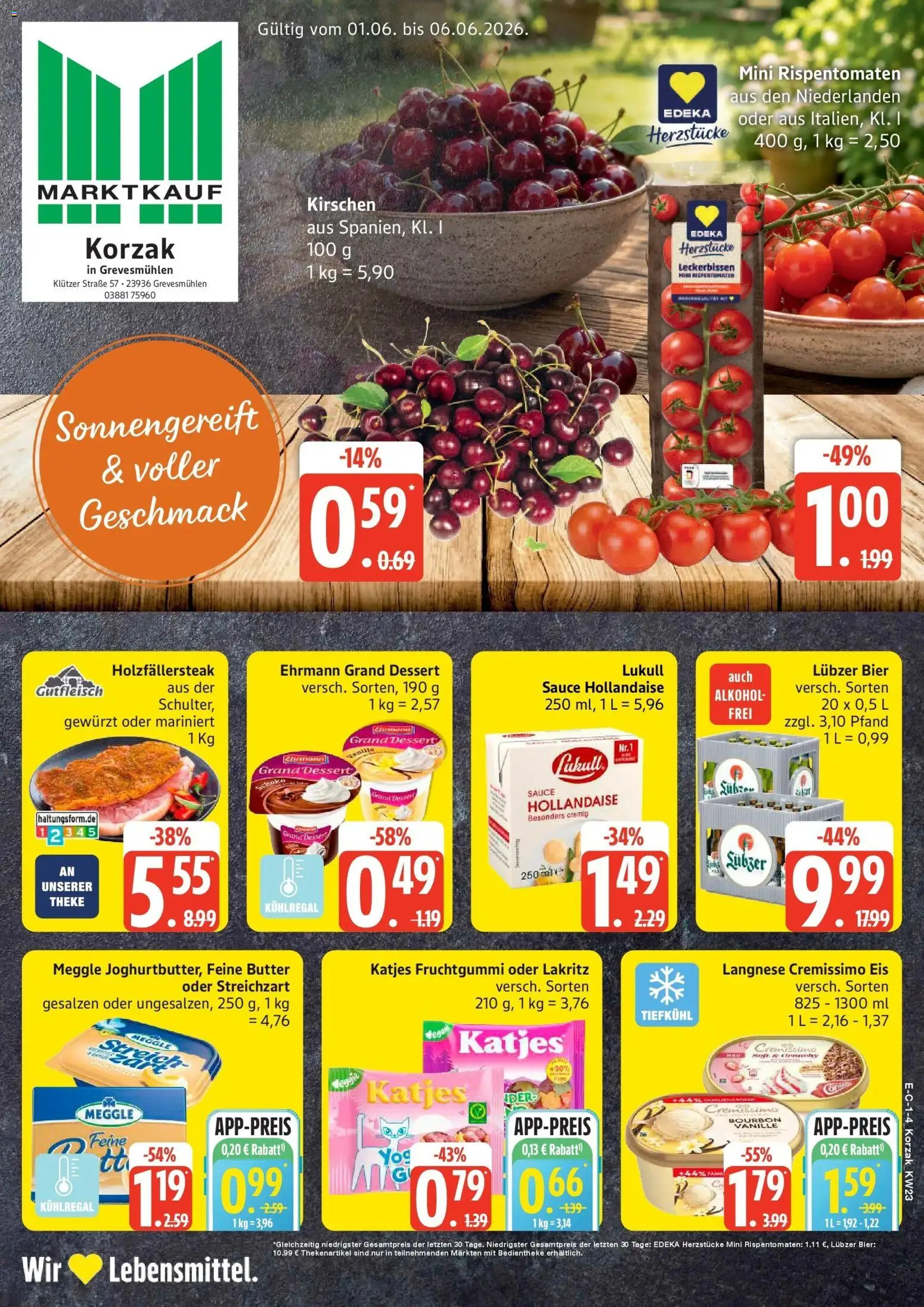 Marktkauf Prospekt Grevesmühlen – gültig ab 01.06.2026 | Seite: 1 | Produkte: Cremissimo, Ehrmann grand dessert, Katjes, Eis