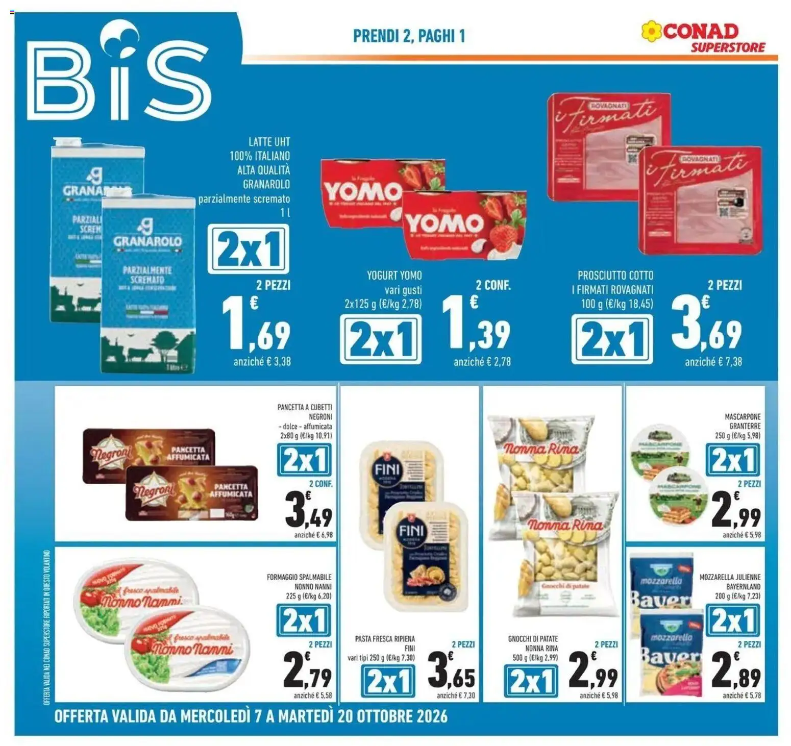 Volantino Conad del 07/10/2026 | Pagina: 12 | Prodotti: Mozzarella, Formaggio spalmabile, Gnocchi, Gnocchi di patate