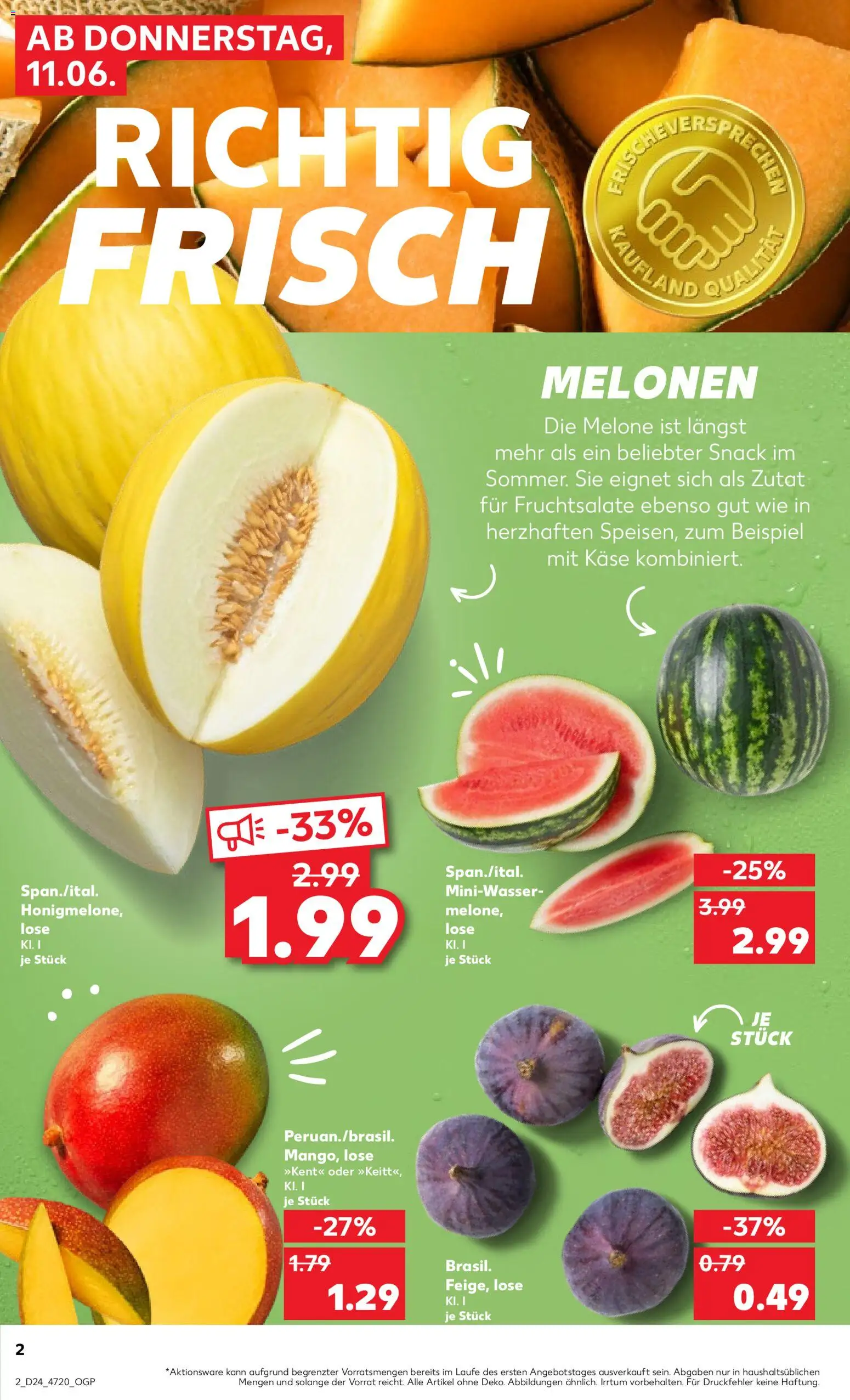 Kaufland Prospekt Hannover – gültig ab 11.06.2026 | Seite: 2 | Produkte: Käse, Mango, Melone