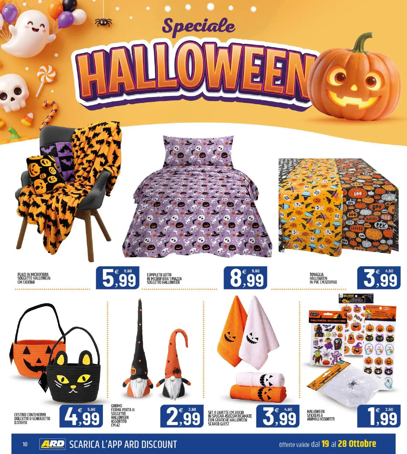 Volantino ARD Discount del 19/10/2026 | Pagina: 10 | Prodotti: Spugna, Porta, Letto, Tovaglia