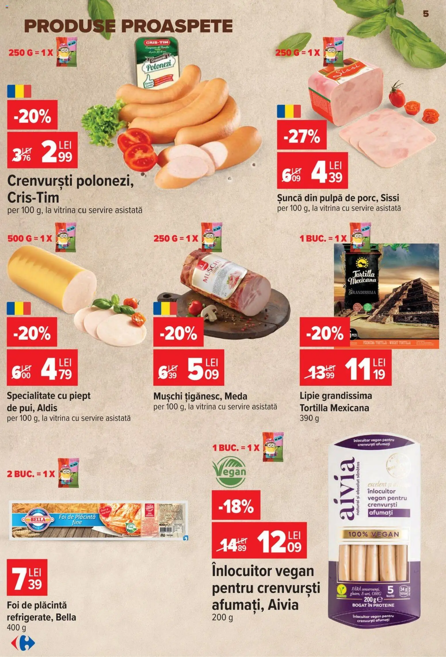 Noul catalog Carrefour – valabil de la 30.09.2026 | Pagină: 5 | Produse: Proteine, Vitrină, Mușchi, Șuncă