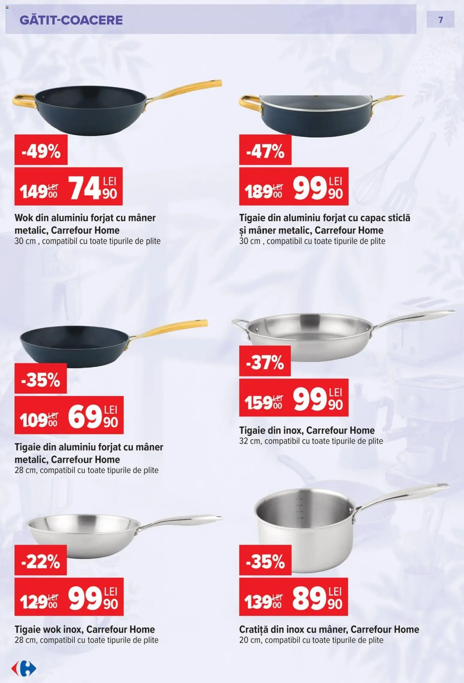Noul catalog Carrefour – valabil de la 23.09.2026 | Pagină: 7 | Produse: Tigaie, Cratiță, Mâner