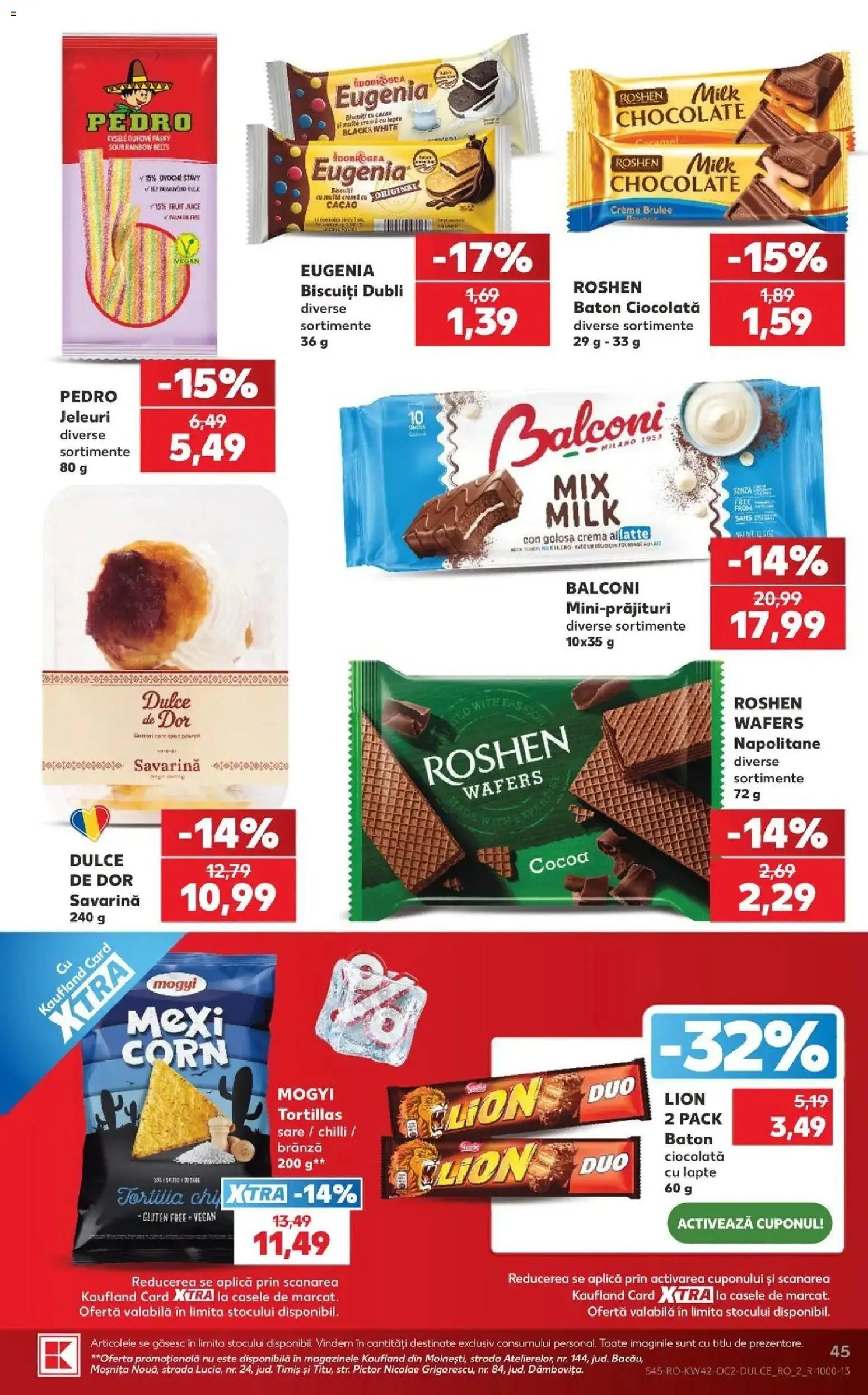 Kaufland Târgu Mureș 14.10.2026 - Revista si Oferta | Pagină: 45 | Produse: Savarină, Ciocolată, Cacao, Jeleuri