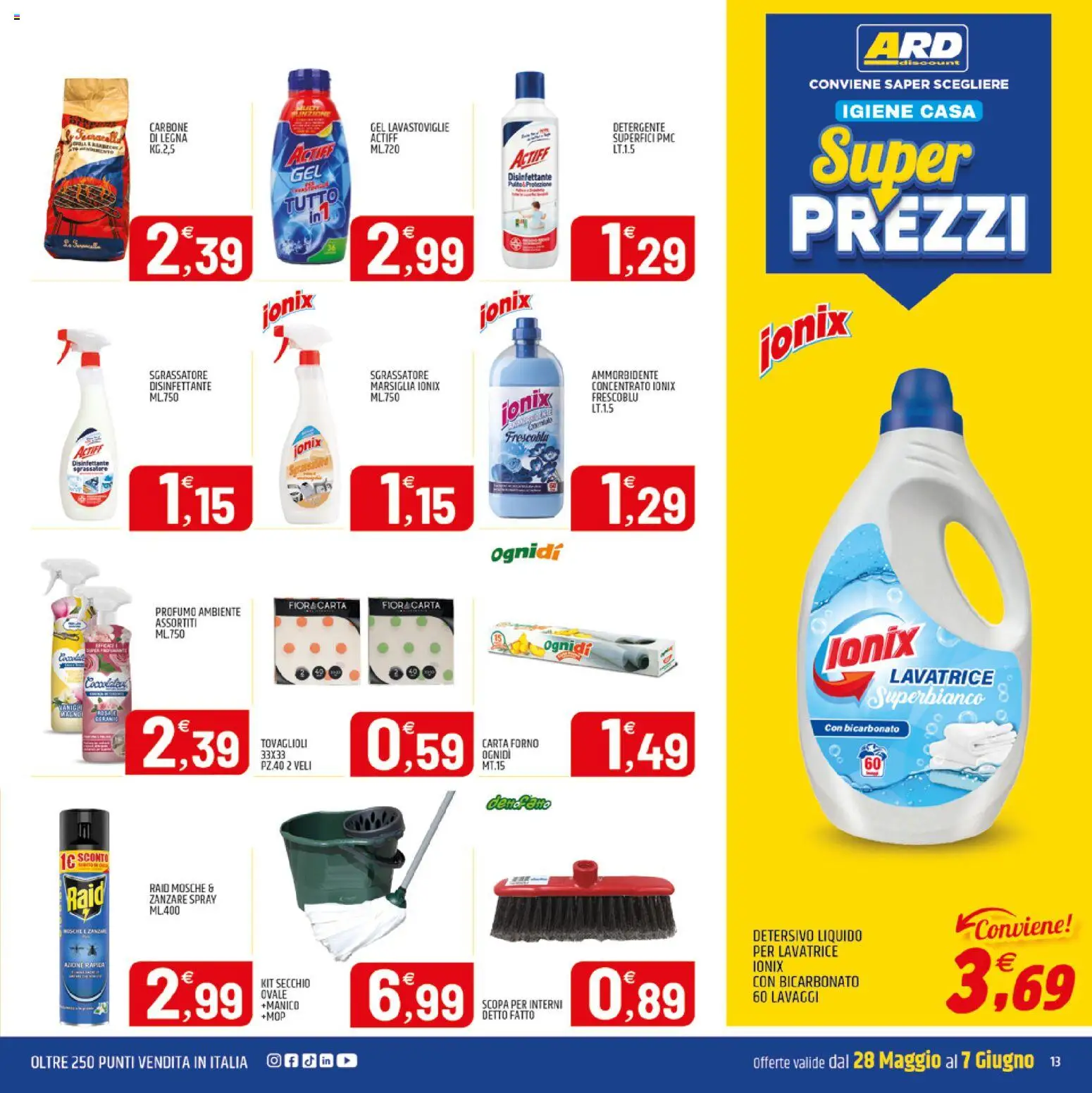 Volantino ARD Discount del 28.05.2026 | Pagina: 13 | Prodotti: Detergente, Sgrassatore, Lavastoviglie, Scopa
