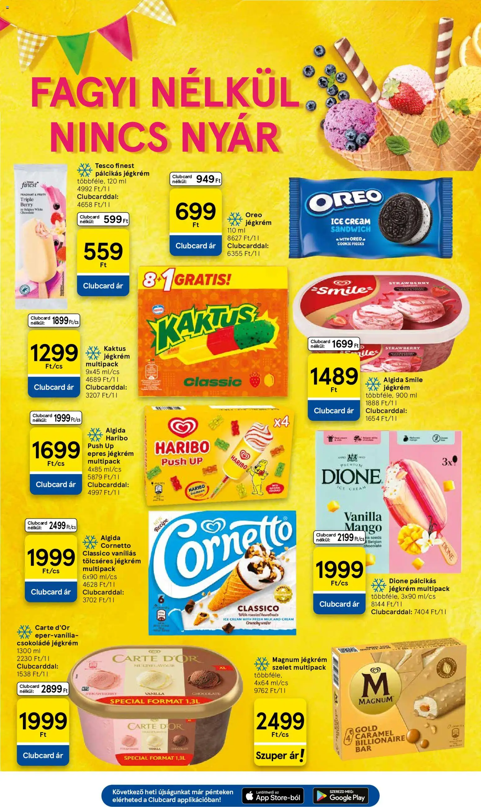 Tesco akciós ujság - amely érvényes a következő dátumtól: 2026.08.06. | Oldal: 11 | Termékek: Magnum, Fagyi, Pálcikás jégkrém, Mangó