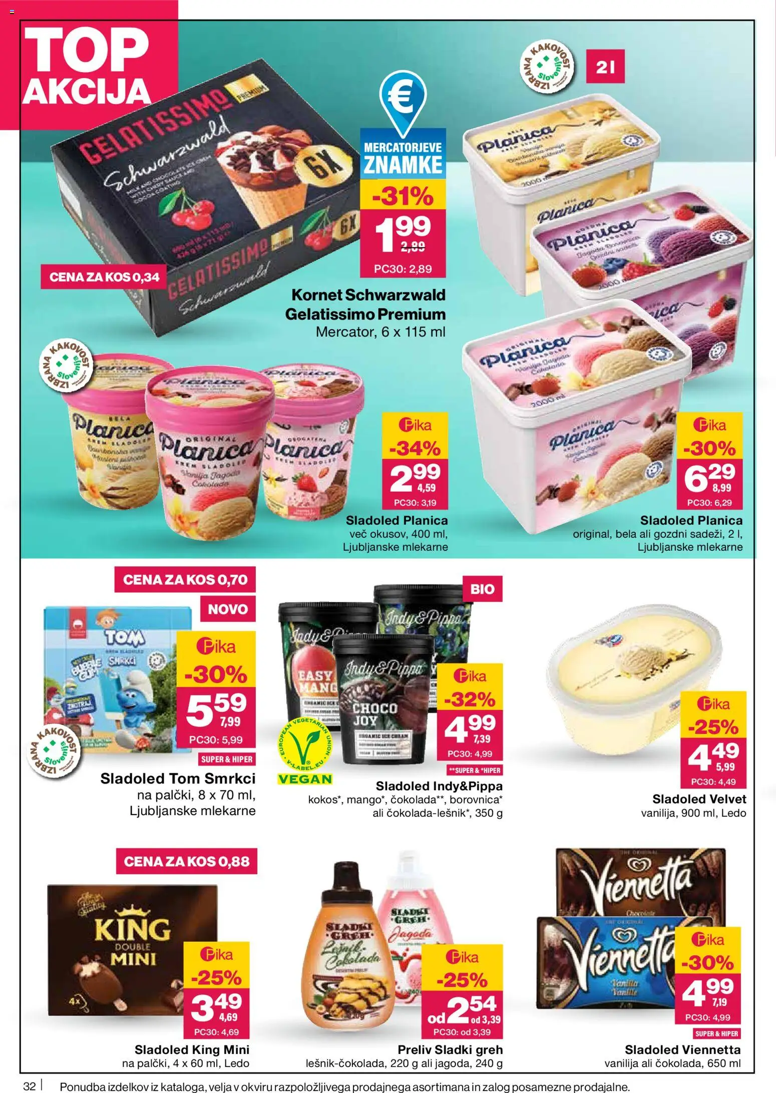 Novi Mercator katalog ponudbe – veljaven od 07.05.2026 | Stran: 32 | Izdelki: Kos, Cokolada, Sladoled, Mango