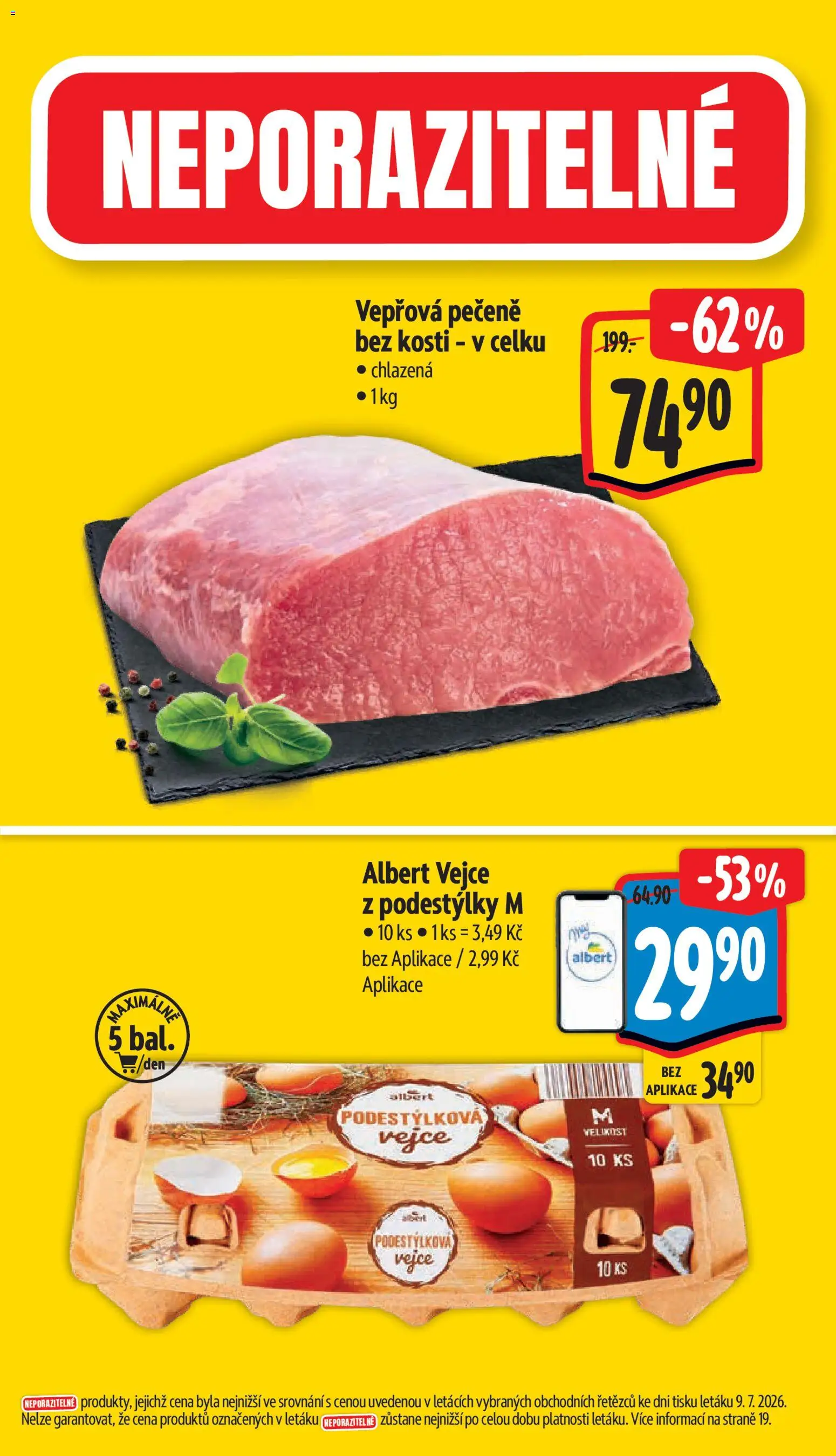 Albert leták - Supermarket od 15.07.2026 | Strana: 2 | Produkty: Vepřová pečeně, Vejce