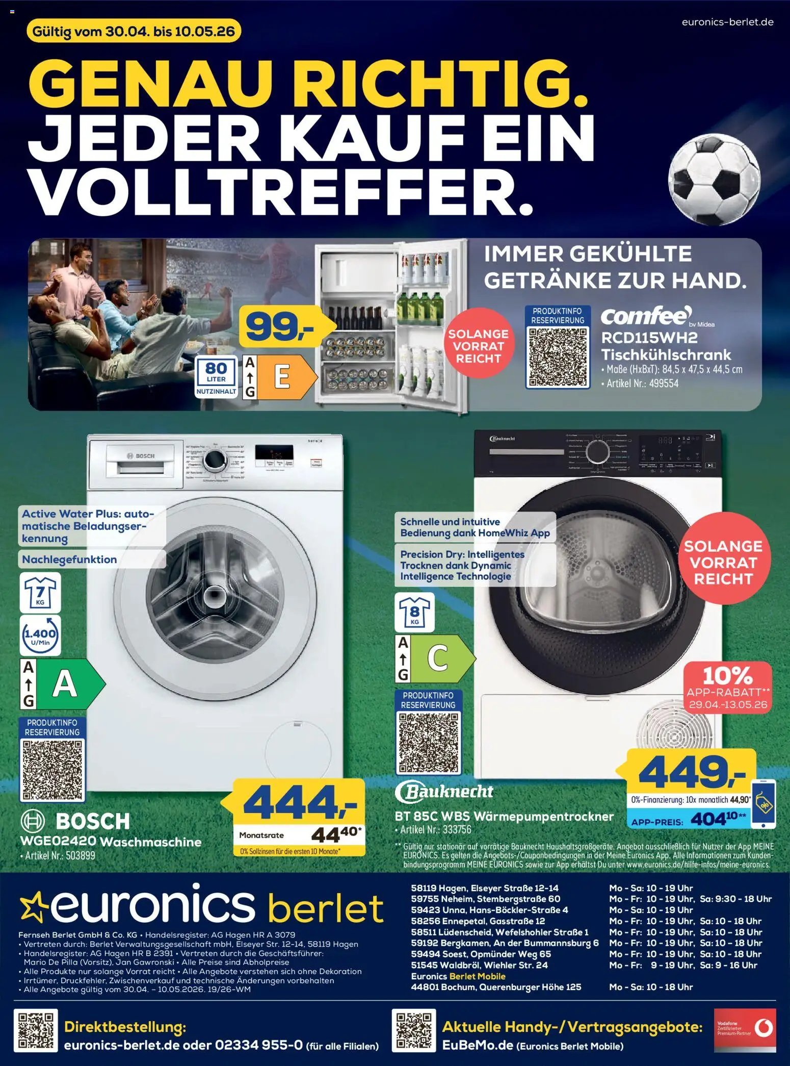 Euronics Prospekt Berlet – gültig ab 30.04.2026 | Seite: 20 | Produkte: Bosch, Waschmaschine, Uhr