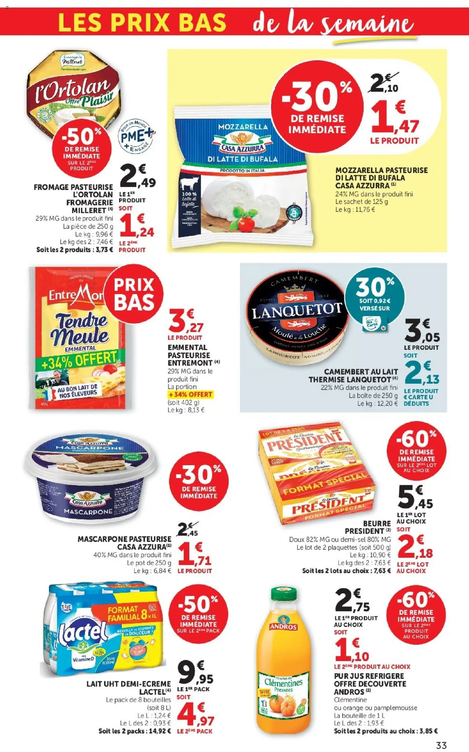 {H1} | Page: 33 | Produits: Pamplemousse, Emmental, Mascarpone, Camembert