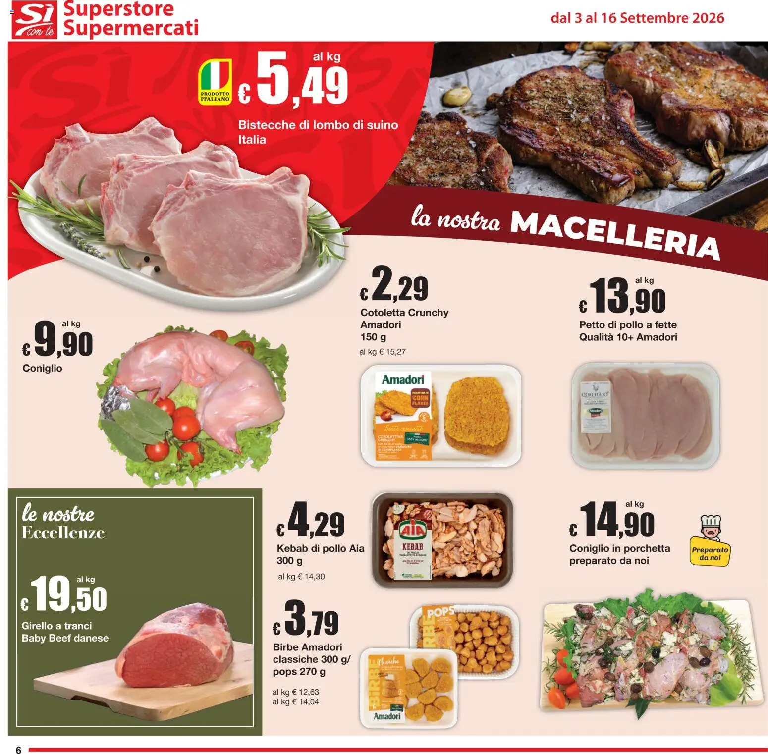 Volantino Sì con Te del 03/09/2026 | Pagina: 6 | Prodotti: Petto di Pollo, Porchetta, Pollo, Coniglio
