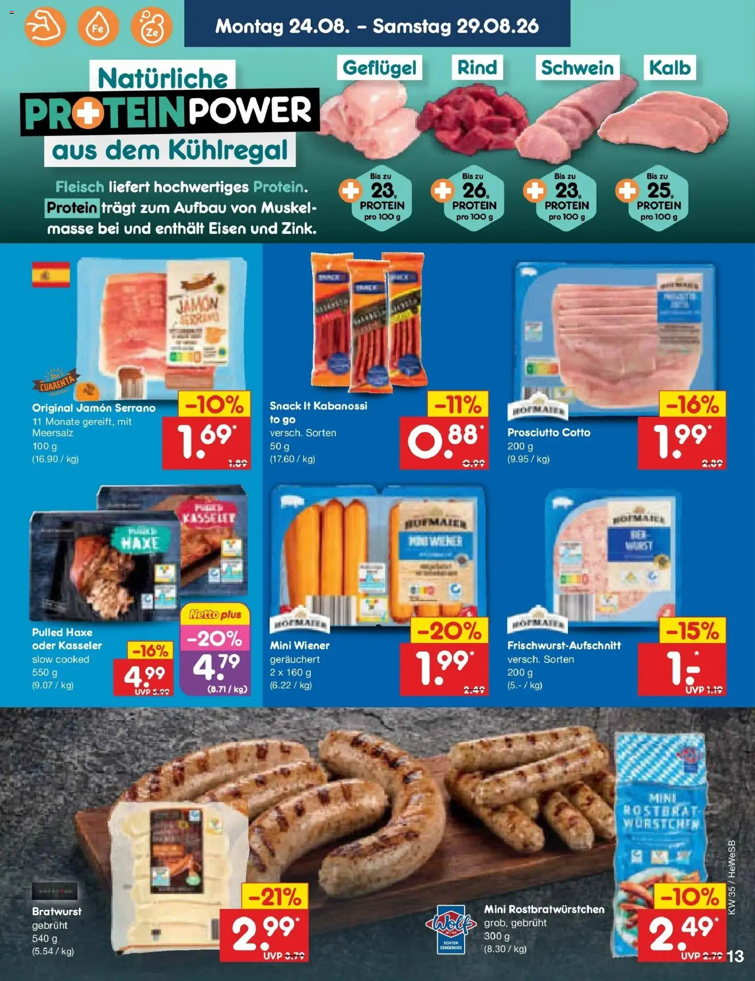 Netto Marken-Discount Prospekt Hamburg (ab 24.08.2026) » Angebote | Seite: 19 | Produkte: Bratwurst, Fleisch