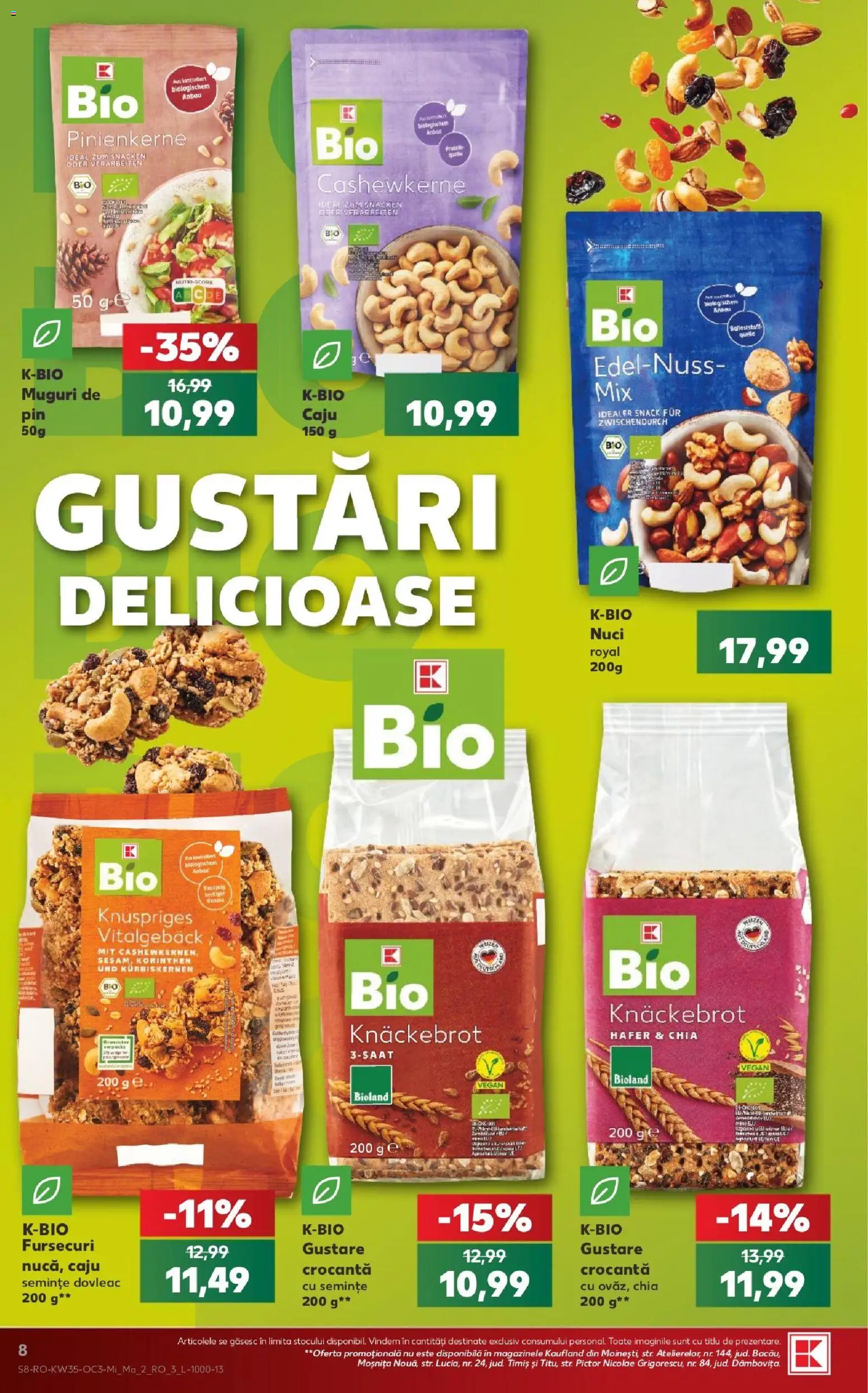 Noul catalog Kaufland – valabil de la 26.08.2026 | Pagină: 8 | Produse: Dovleac, Semințe, Caju, Nuci