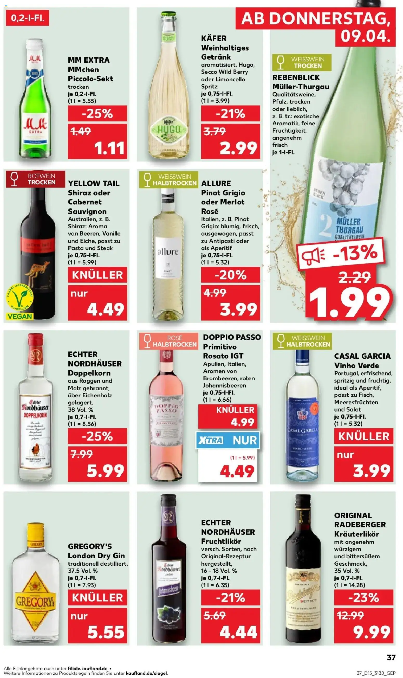 Kaufland Prospekt Zeitz	 – gültig ab 08.04.2026 | Seite: 37 | Produkte: Weißwein, Rotwein trocken, Pasta, Salat