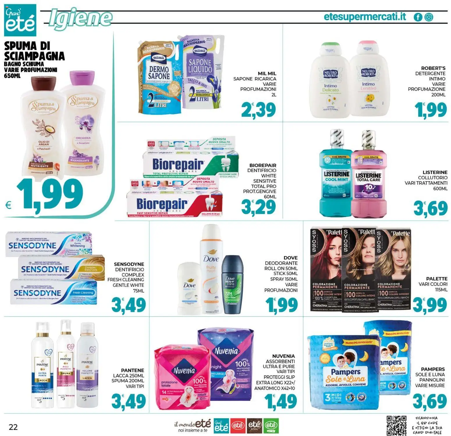 Volantino Eté del 22/09/2026 | Pagina: 22 | Prodotti: Pannolini, Sapone, Proteggi slip, Listerine
