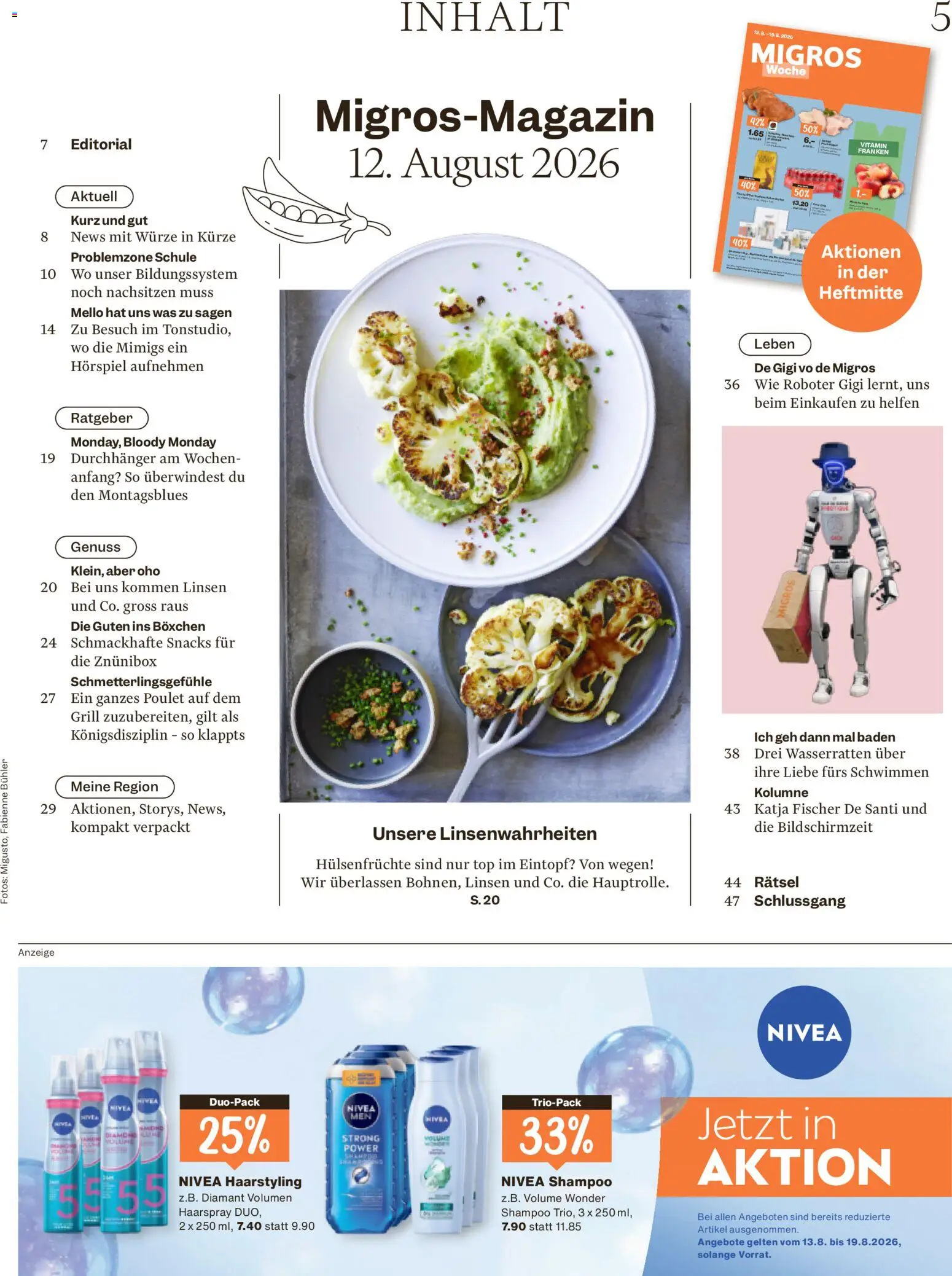 Migros aktionen Magazin – gültig ab 12.08.2026 | Seite: 5 | Produkte: Roboter, Snacks, Top, Grill