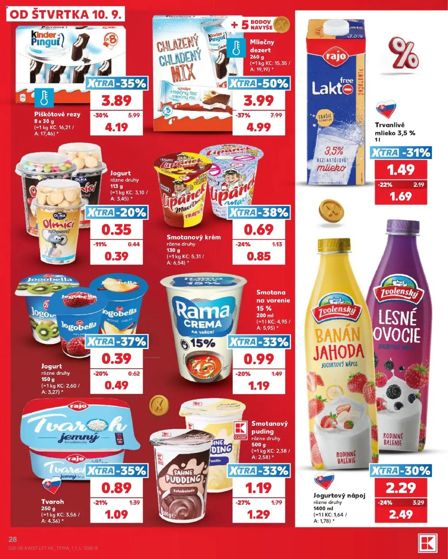 Nové Kaufland akcie – leták je platný od 10.09.2026 | Strana: 28 | Produkty: Mlieko, Smotana, Puding, Dezert