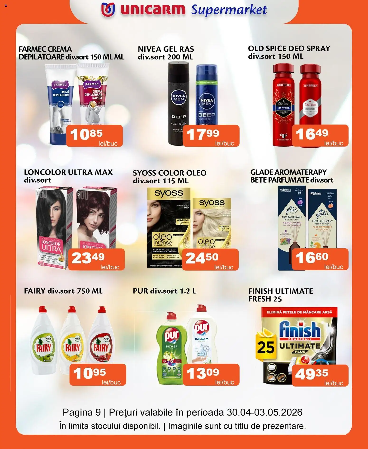 Noul catalog Unicarm – valabil de la 30.04.2026 | Pagină: 9 | Produse: Kısırlaştırılmış Kedi Maması, Pomelo, Cremă, Cremă depilatoare