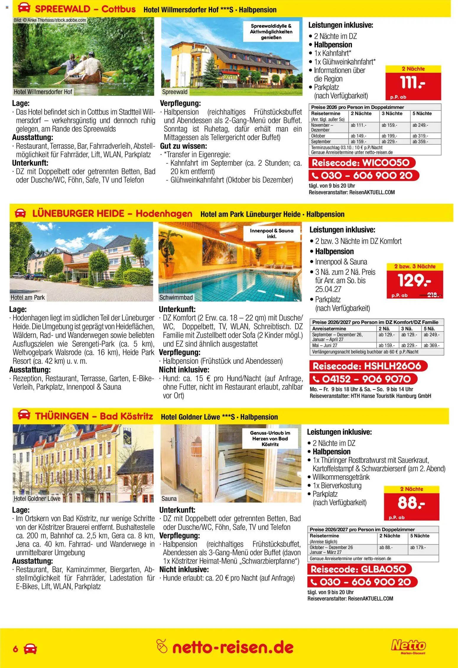 Netto Reisen Prospekt – gültig ab 27.08.2026 | Seite: 6 | Produkte: Sofa, Bad, Uhr, TV