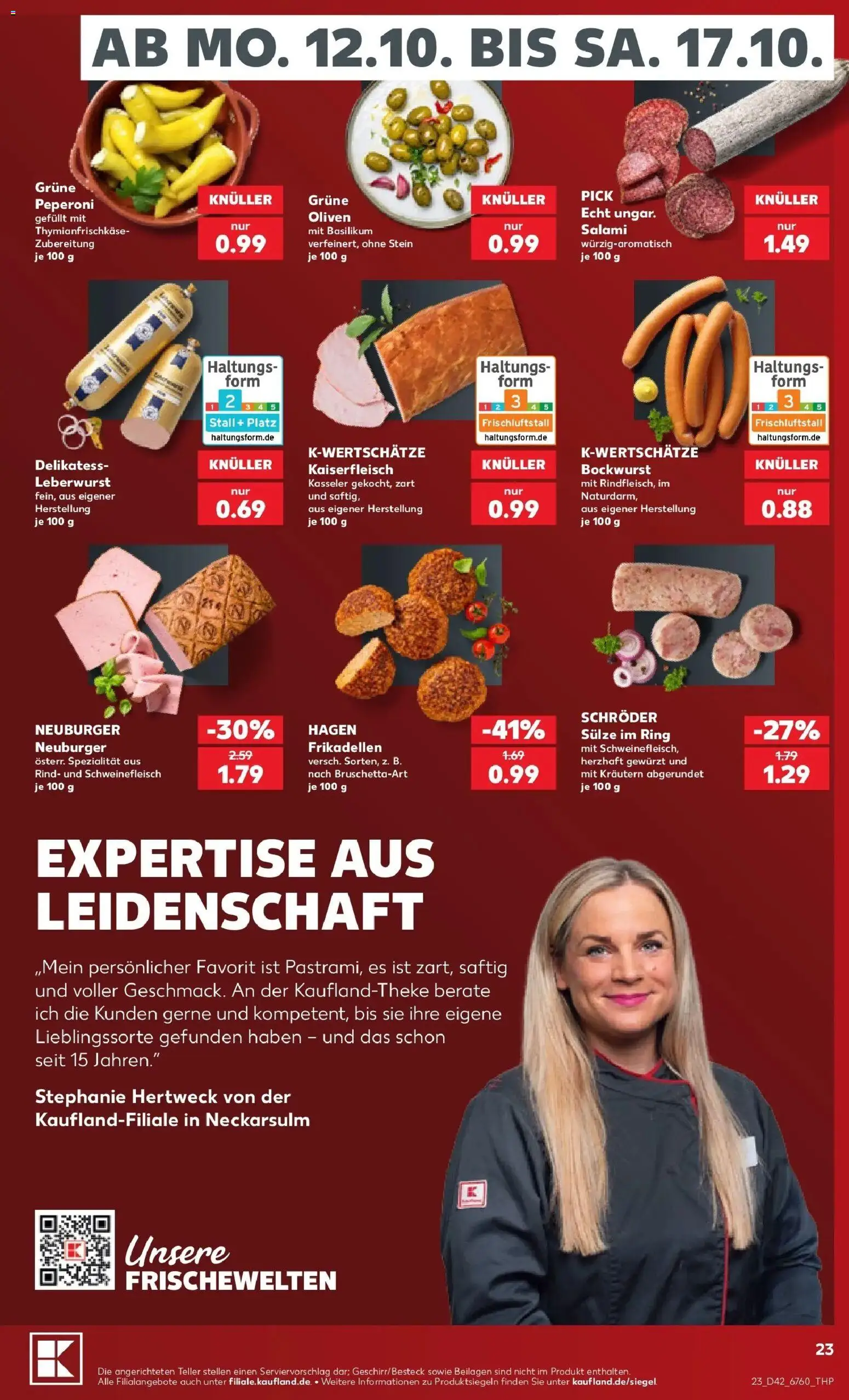 Prospekt Kaufland ab 12.10.2026 » Angebote Online zum Blättern | Seite: 27 | Produkte: Beilagen, Bockwurst, Salami, Schweinefleisch