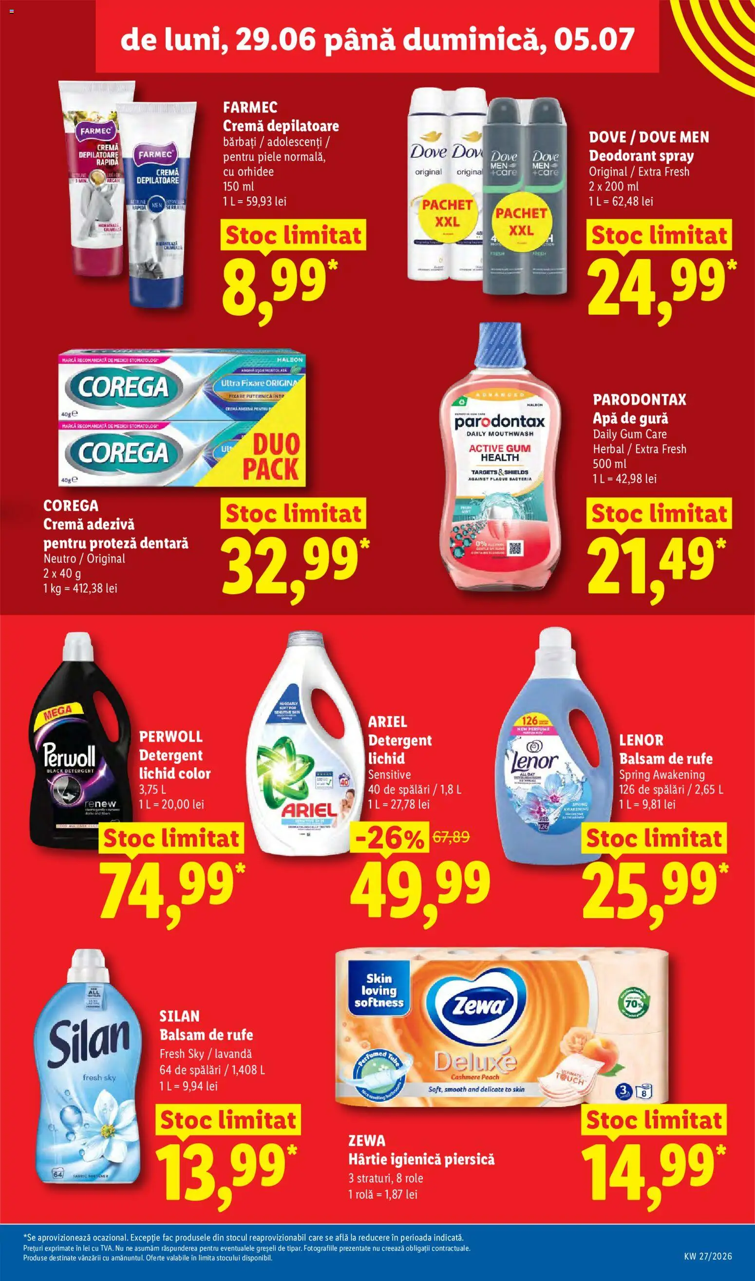 Noul catalog Lidl – valabil de la 29.06.2026 | Pagină: 29 | Produse: Piersică, Deodorant, Detergent, Balsam de rufe