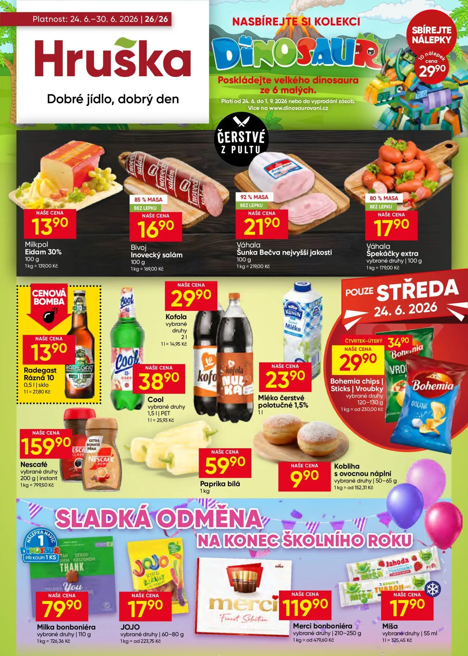 Hruška leták od 24.06.2026 | Strana: 1 | Produkty: Mléko, Bonboniéra, Paprika, Crema