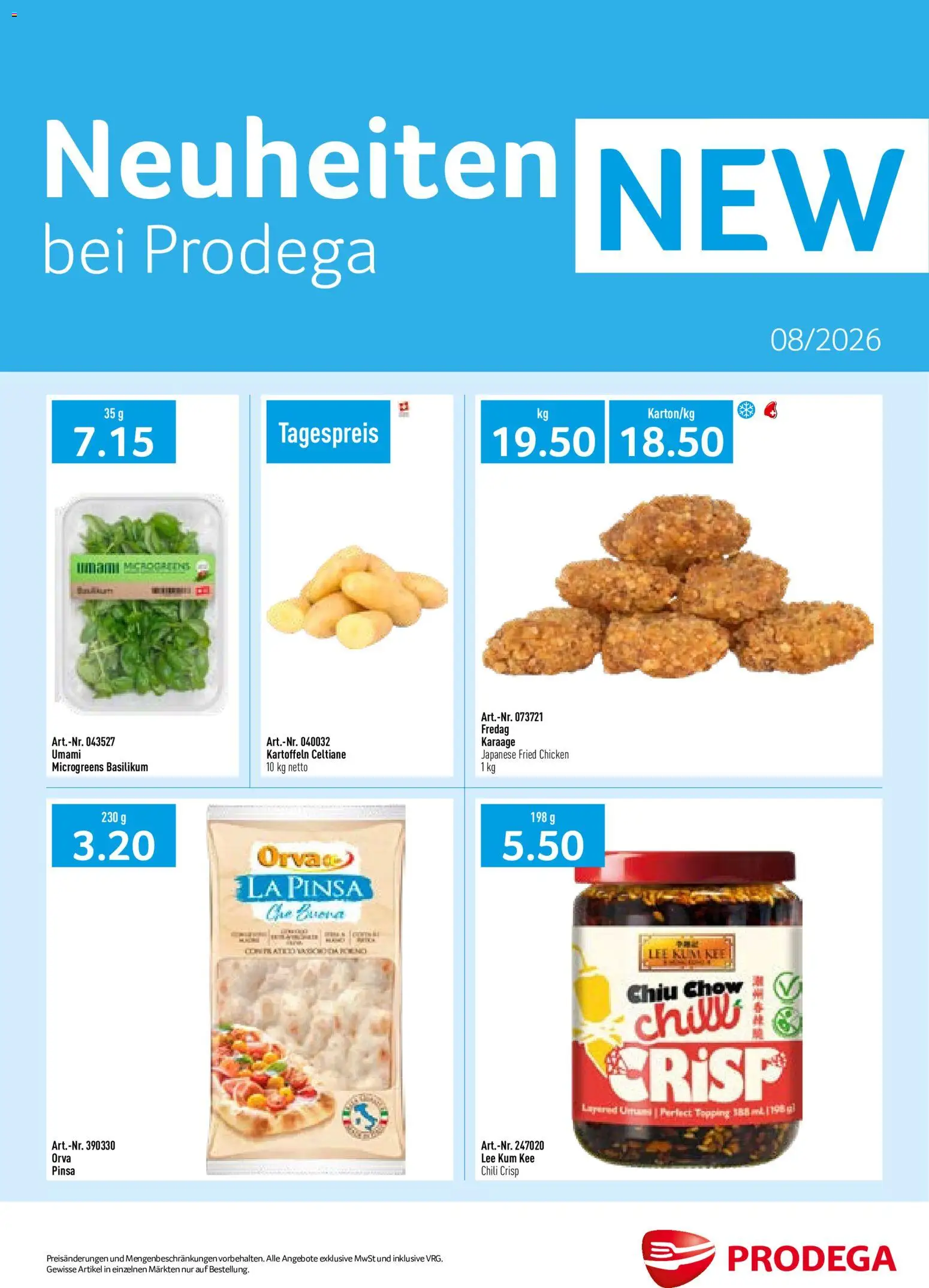 Prodega aktionen Neuheiten – gültig ab 01.08.2026 | Seite: 1 | Produkte: Chili, Kartoffeln