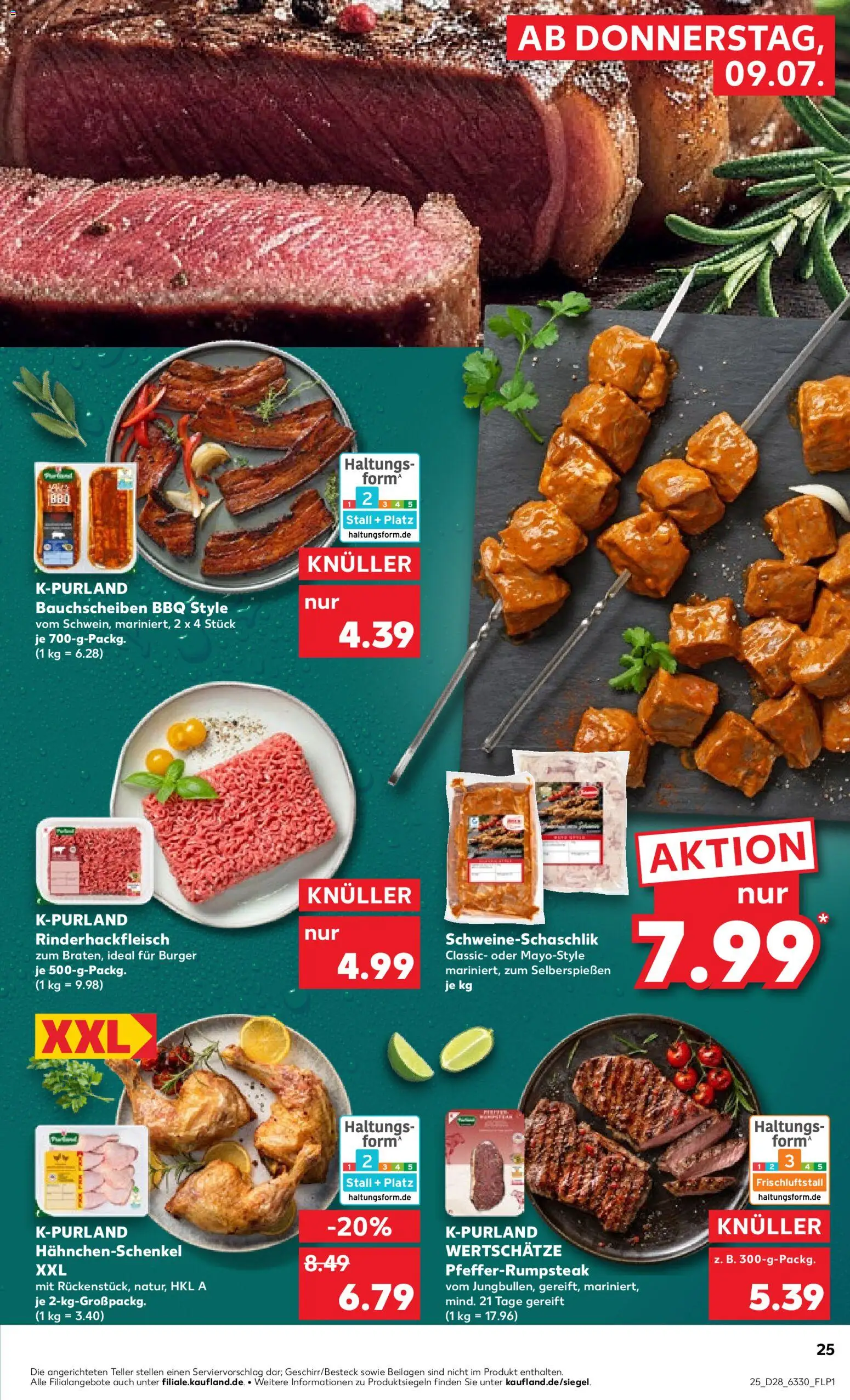 Kaufland Prospekt Kiel – gültig ab 09.07.2026 | Seite: 25 | Produkte: Hahnchenschenkel, Burger