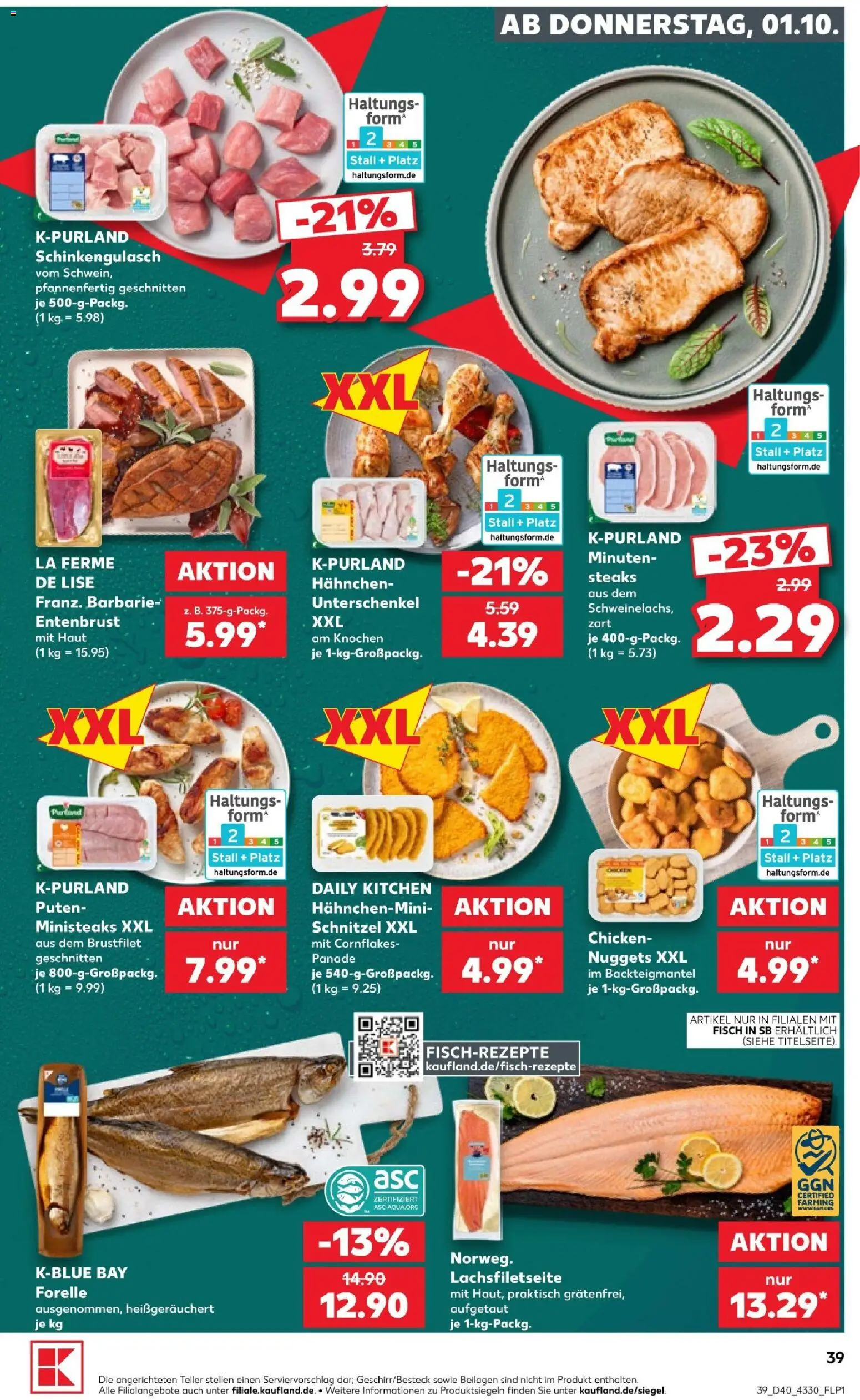Kaufland Prospekt Potsdam – gültig ab 01.10.2026 | Seite: 43 | Produkte: Hahnchen, Cornflakes, Schnitzel, Fisch