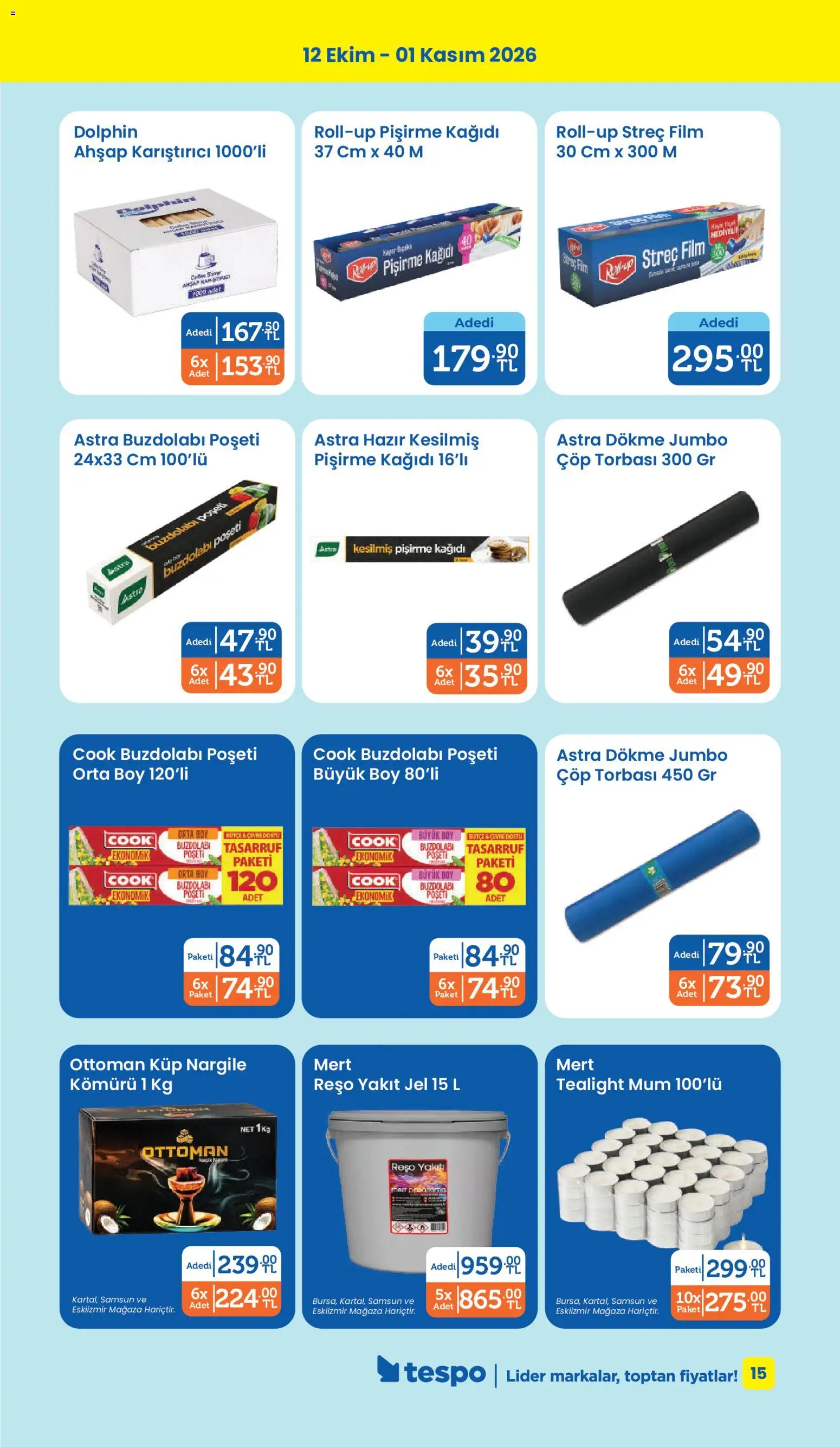 Tespo Katalog - 12 Ekim 2026 tarihinden itibaren geçerlidir | Sayfa: 15 | Ürünler: Karıştırıcı, Çöp torbası, Buzdolabı
